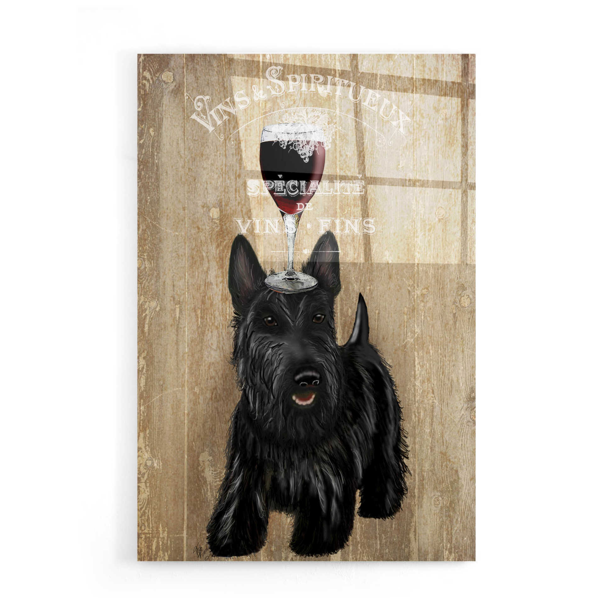Epic Art 'Dog Au Vin, Scottish Terrier' by Fab Funky, Acrylic Glass Wall Art,16x24