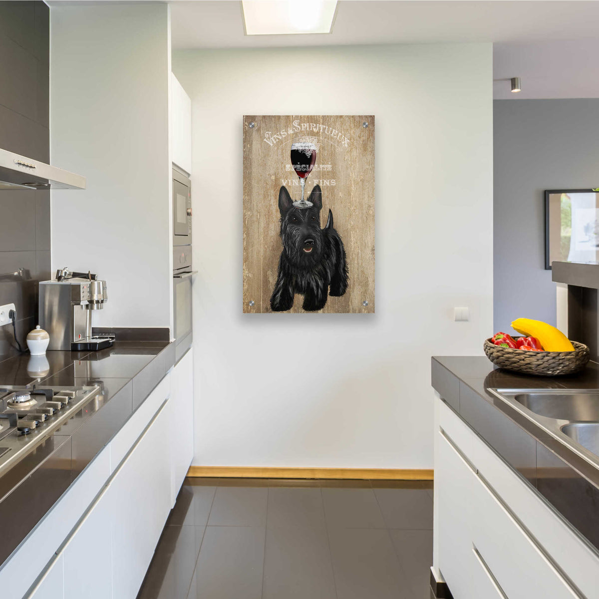 Epic Art 'Dog Au Vin, Scottish Terrier' by Fab Funky, Acrylic Glass Wall Art,24x36
