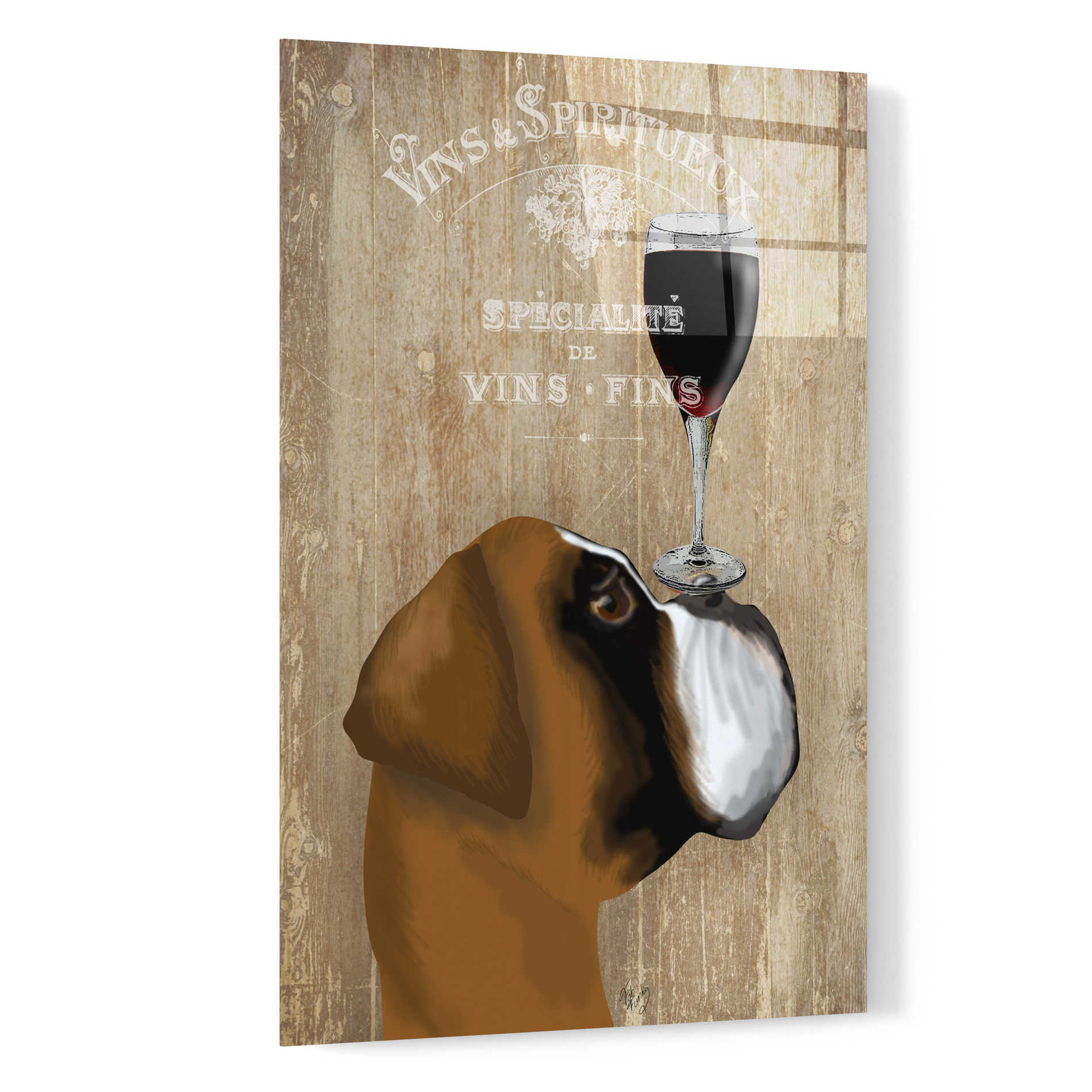 Epic Art 'Dog Au Vin Boxer' by Fab Funky, Acrylic Glass Wall Art,16x24
