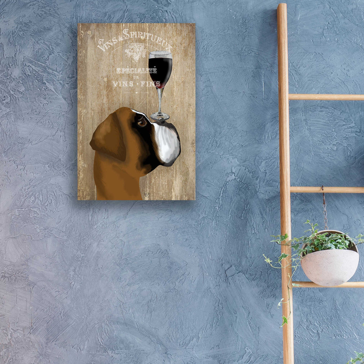 Epic Art 'Dog Au Vin Boxer' by Fab Funky, Acrylic Glass Wall Art,16x24