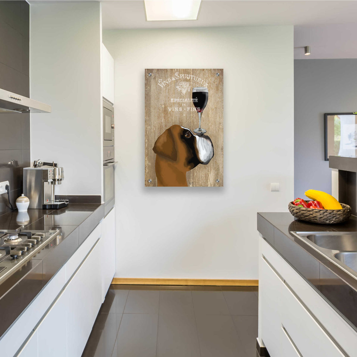 Epic Art 'Dog Au Vin Boxer' by Fab Funky, Acrylic Glass Wall Art,24x36