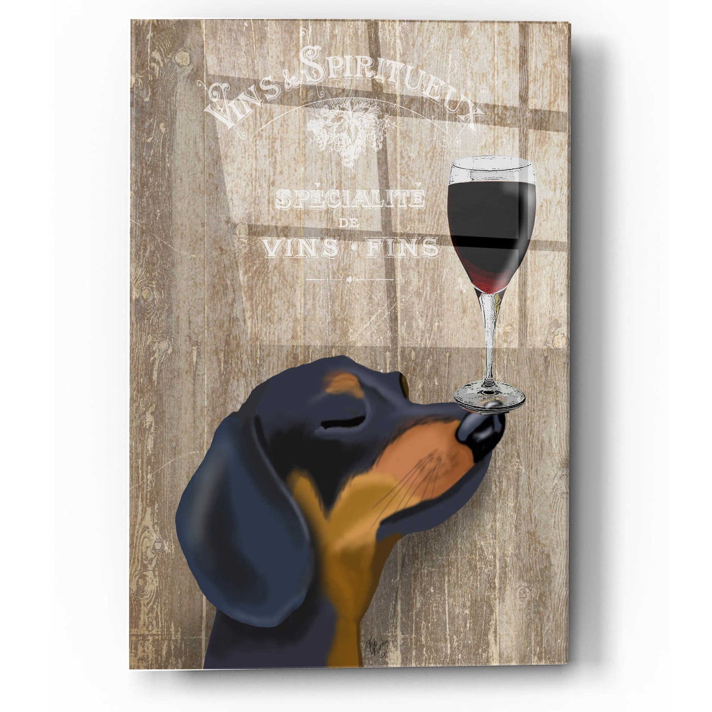 Epic Art 'Dog Au Vin Dachshund' by Fab Funky, Acrylic Glass Wall Art,12x16