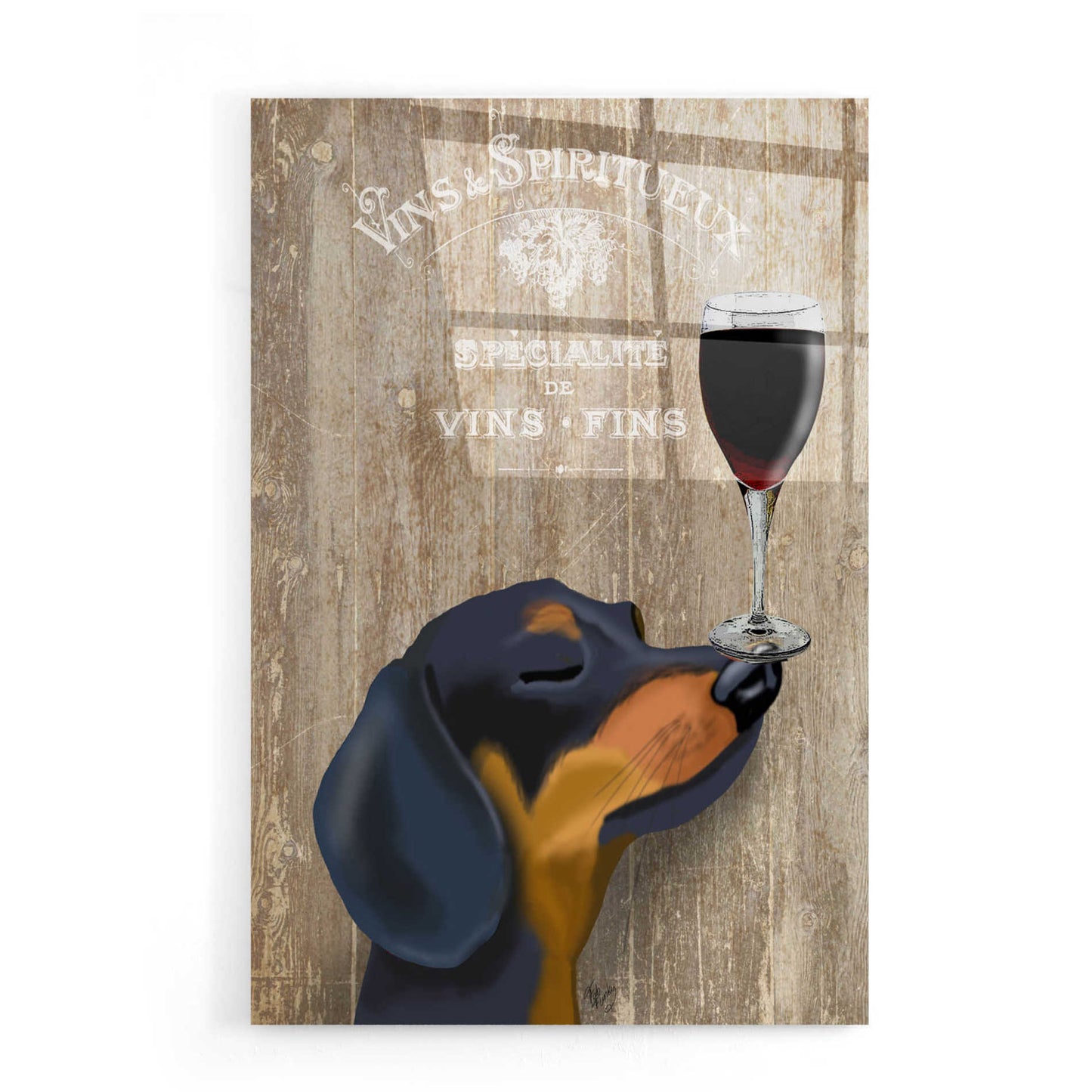 Epic Art 'Dog Au Vin Dachshund' by Fab Funky, Acrylic Glass Wall Art,16x24