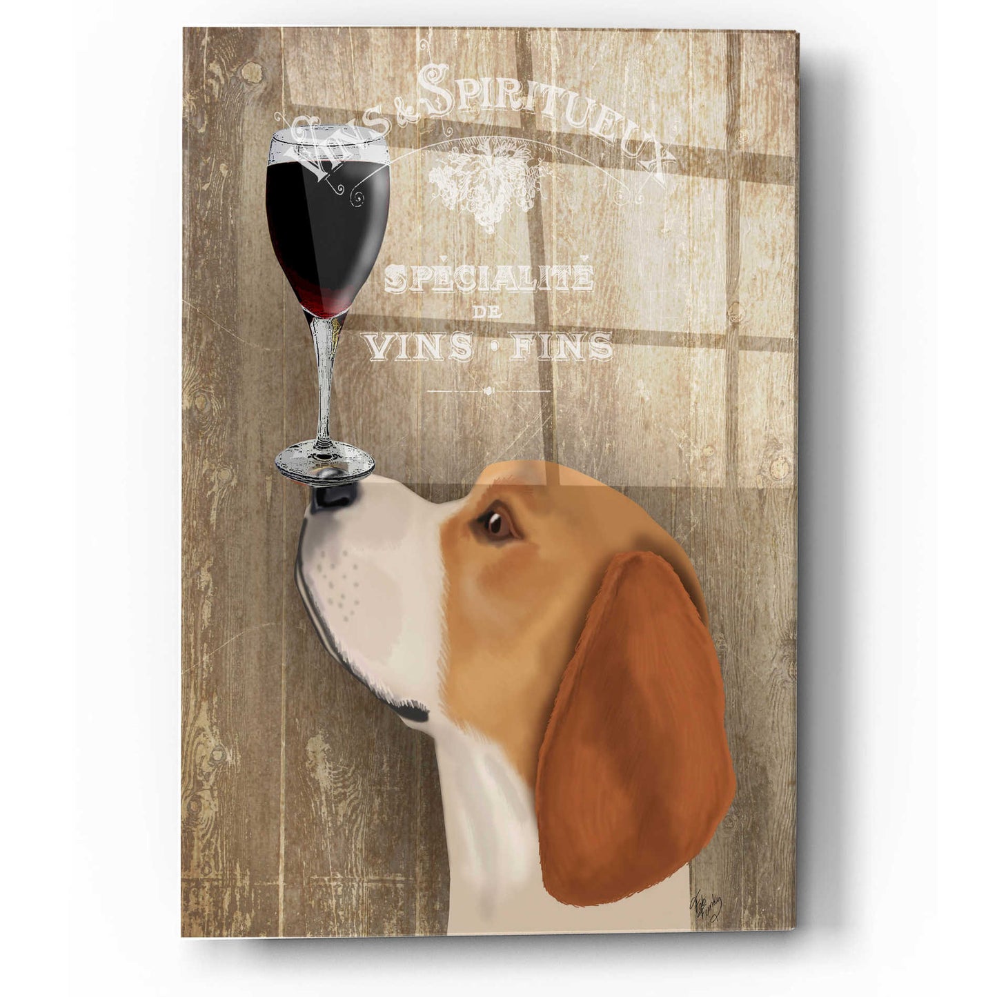 Epic Art 'Dog Au Vin Beagle' by Fab Funky, Acrylic Glass Wall Art,12x16