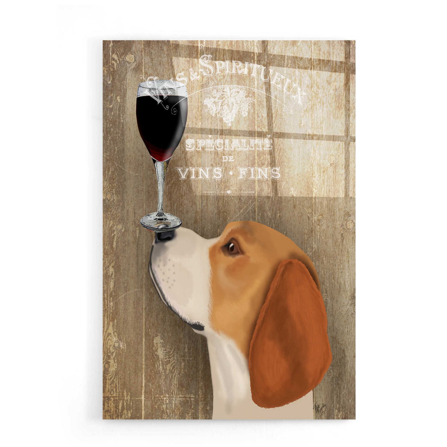 Epic Art 'Dog Au Vin Beagle' by Fab Funky, Acrylic Glass Wall Art,16x24