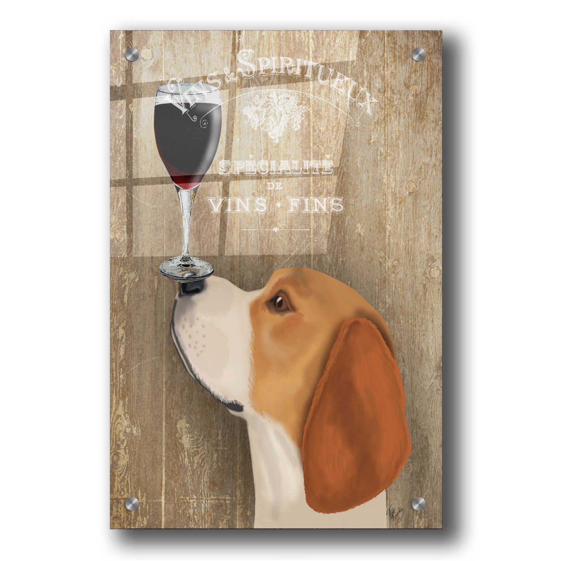 Epic Art 'Dog Au Vin Beagle' by Fab Funky, Acrylic Glass Wall Art,24x36