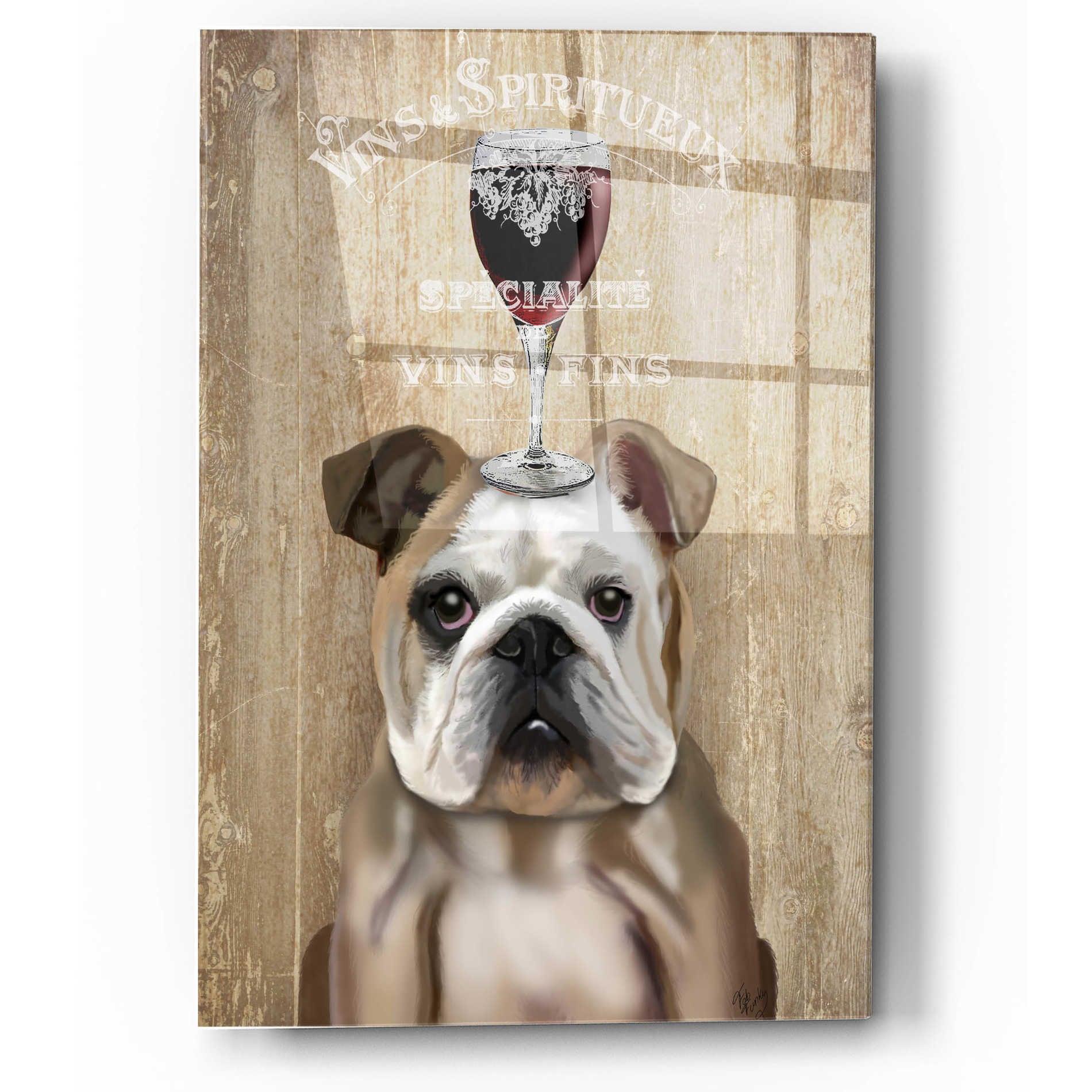 Epic Art 'Dog Au Vin, English Bulldog' by Fab Funky, Acrylic Glass Wall Art,12x16