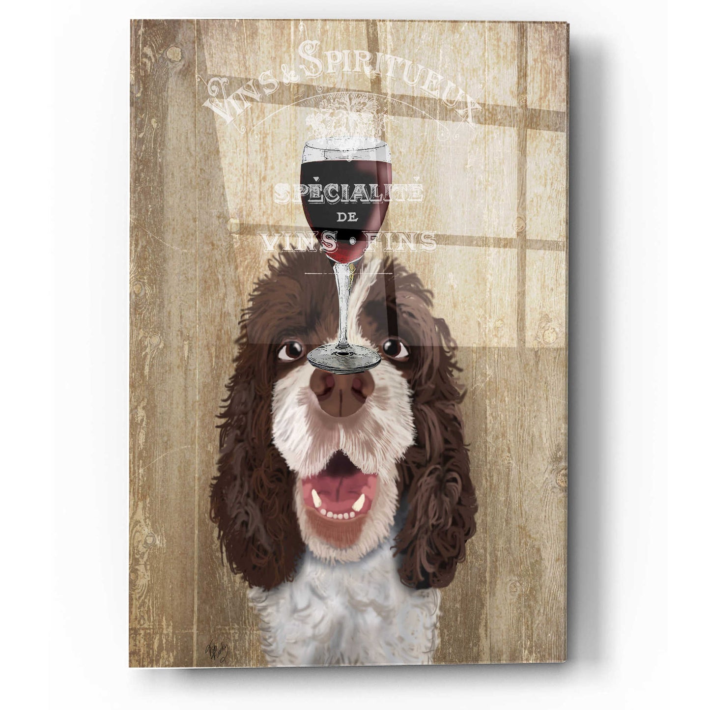 Epic Art 'Dog Au Vin, Springer Spaniel' by Fab Funky, Acrylic Glass Wall Art,12x16