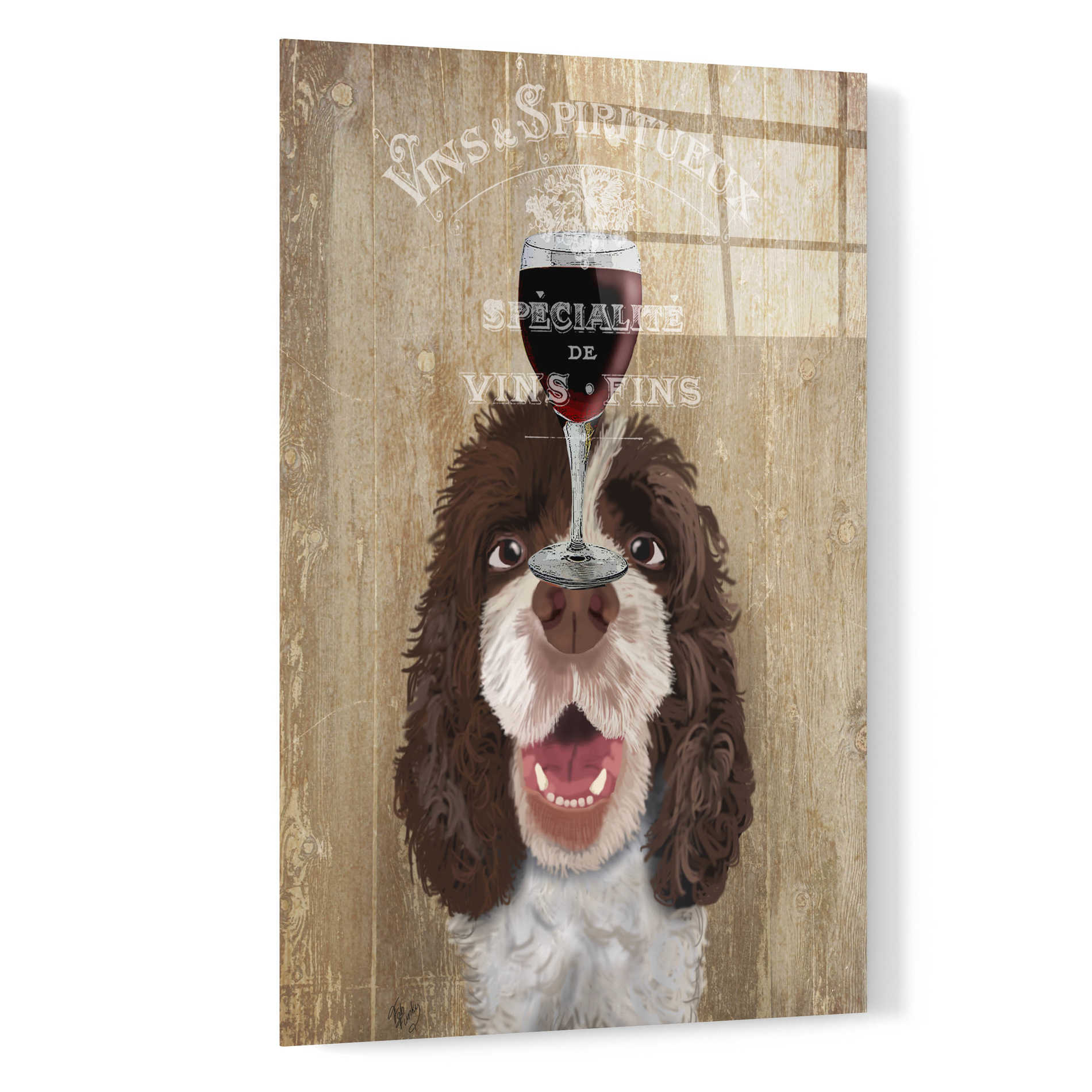 Epic Art 'Dog Au Vin, Springer Spaniel' by Fab Funky, Acrylic Glass Wall Art,16x24