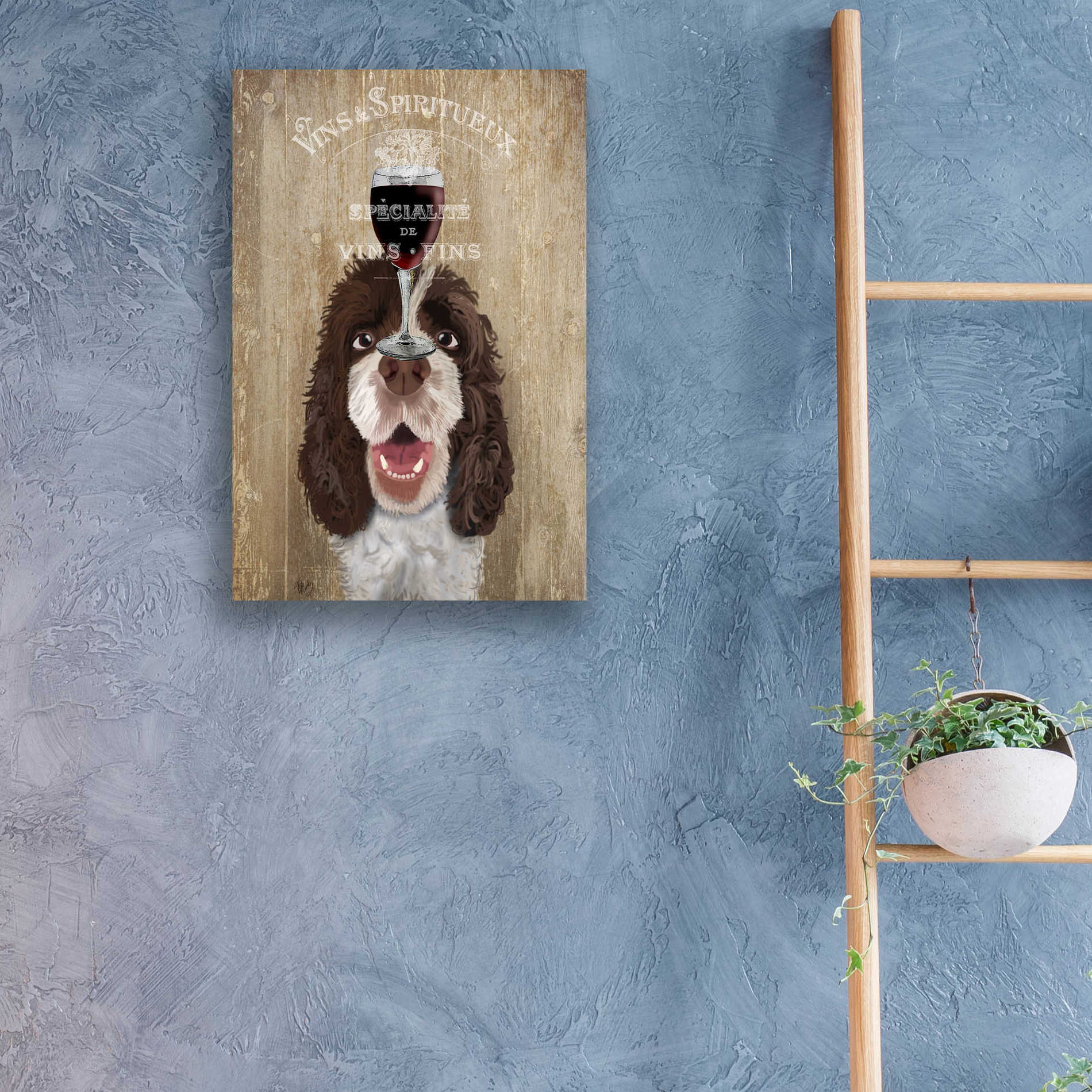 Epic Art 'Dog Au Vin, Springer Spaniel' by Fab Funky, Acrylic Glass Wall Art,16x24