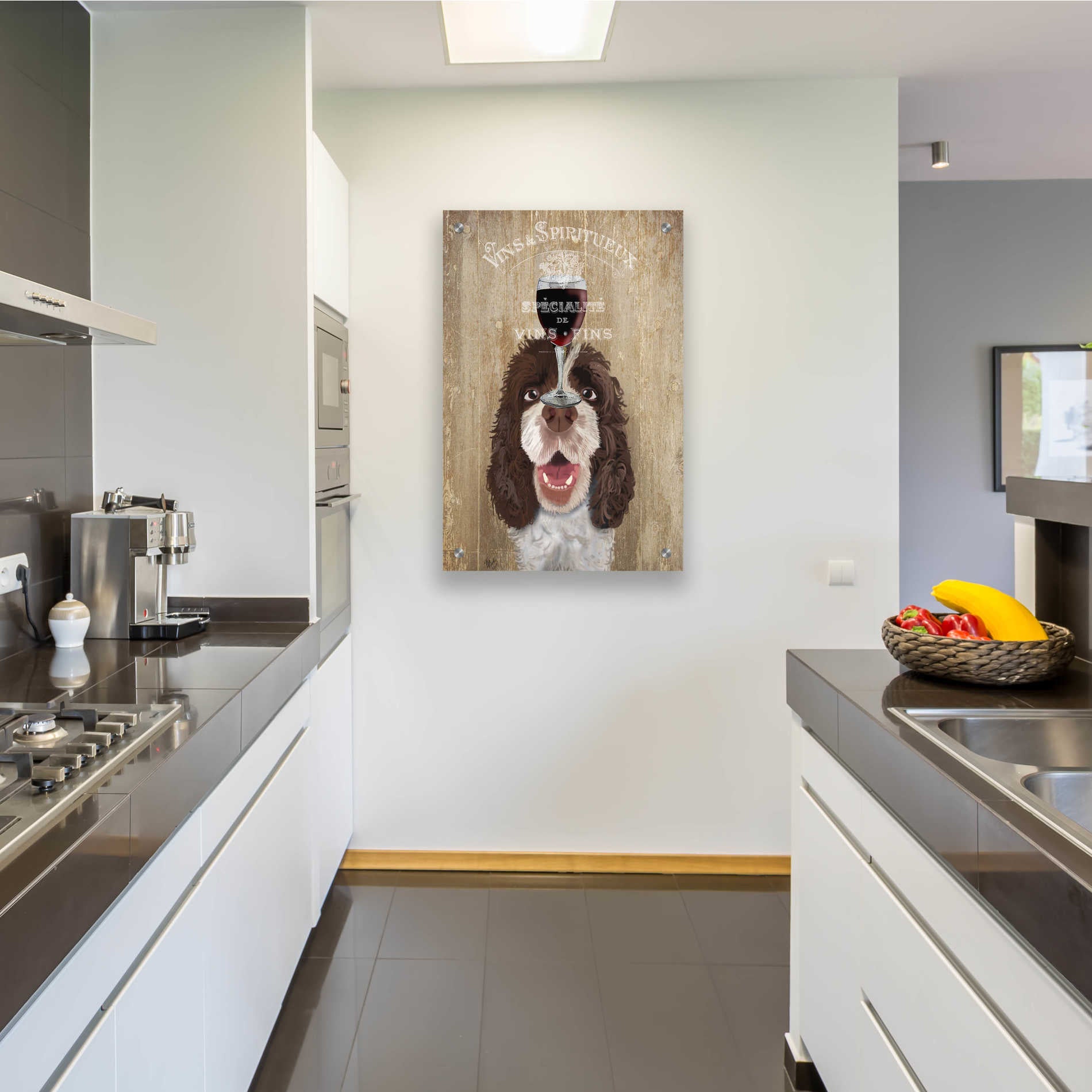 Epic Art 'Dog Au Vin, Springer Spaniel' by Fab Funky, Acrylic Glass Wall Art,24x36