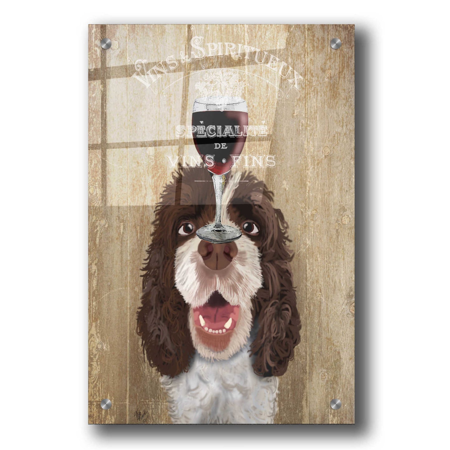Epic Art 'Dog Au Vin, Springer Spaniel' by Fab Funky, Acrylic Glass Wall Art,24x36