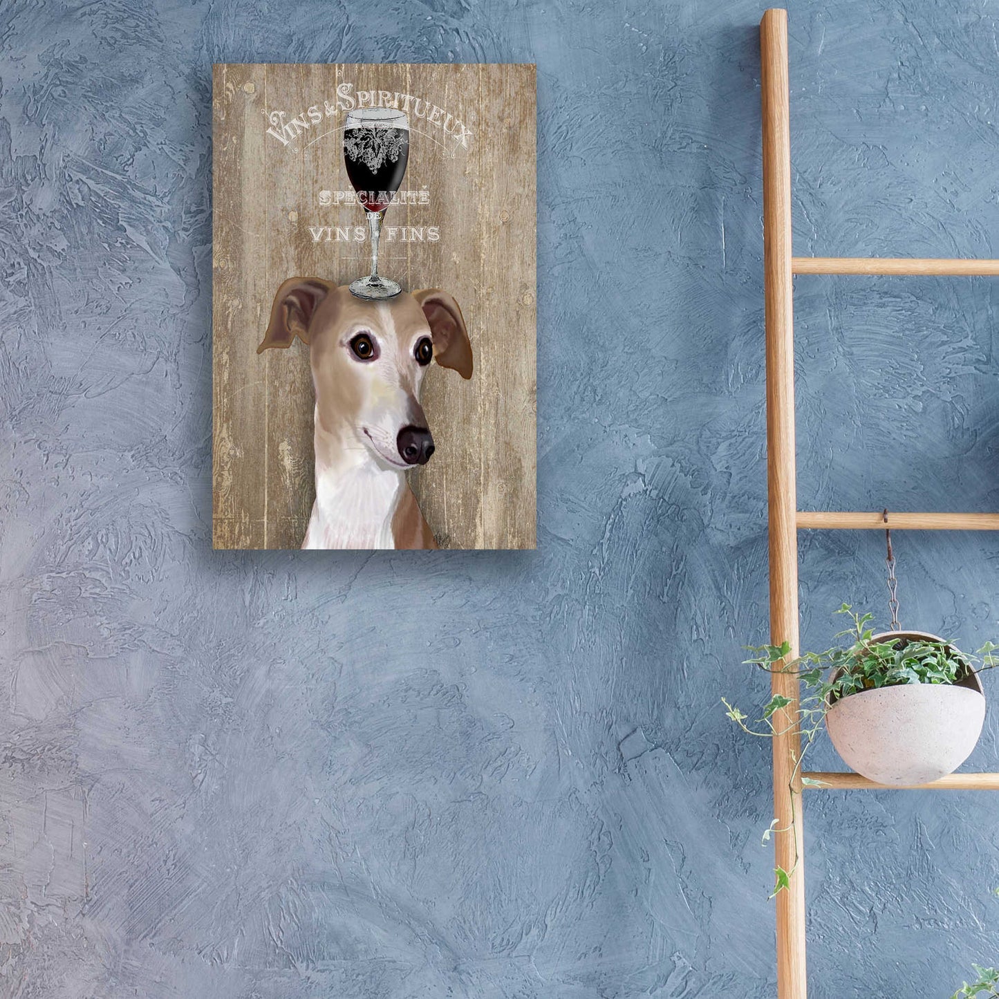 Epic Art 'Dog Au Vin Greyhound' by Fab Funky, Acrylic Glass Wall Art,16x24