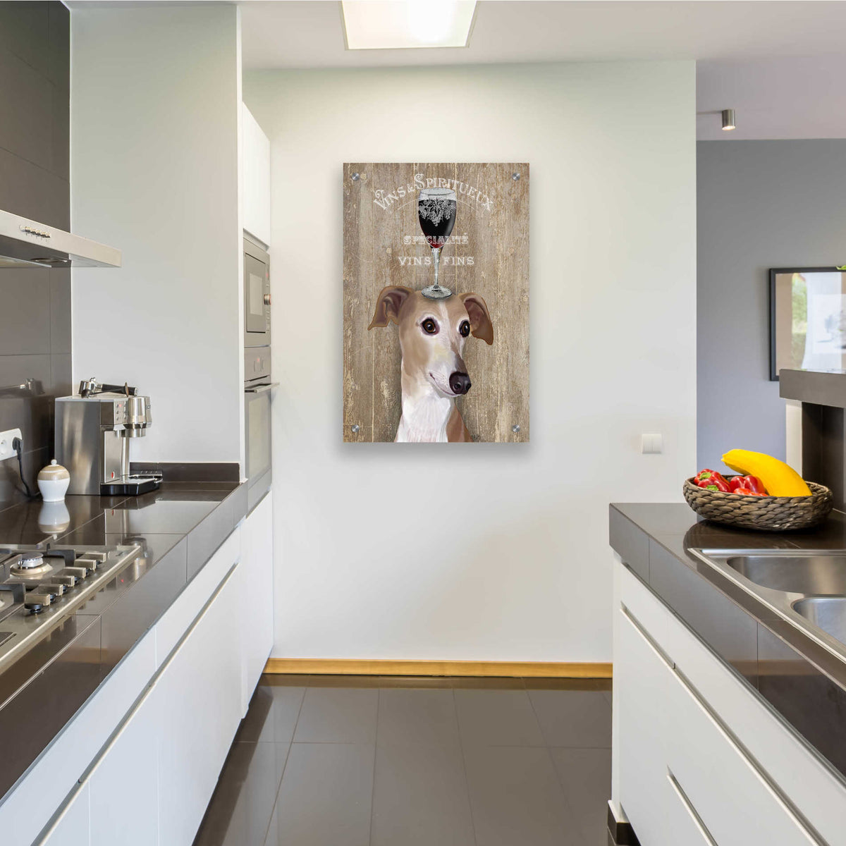 Epic Art 'Dog Au Vin Greyhound' by Fab Funky, Acrylic Glass Wall Art,24x36