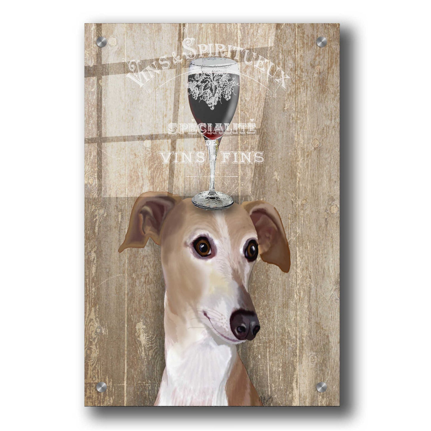 Epic Art 'Dog Au Vin Greyhound' by Fab Funky, Acrylic Glass Wall Art,24x36
