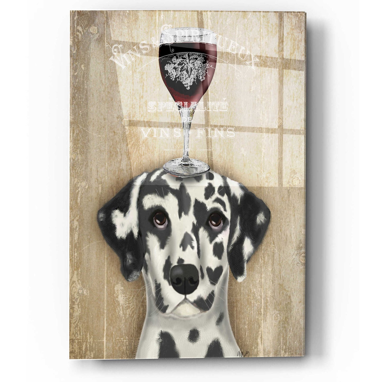 Epic Art 'Dog Au Vin Dalmatian' by Fab Funky, Acrylic Glass Wall Art,12x16