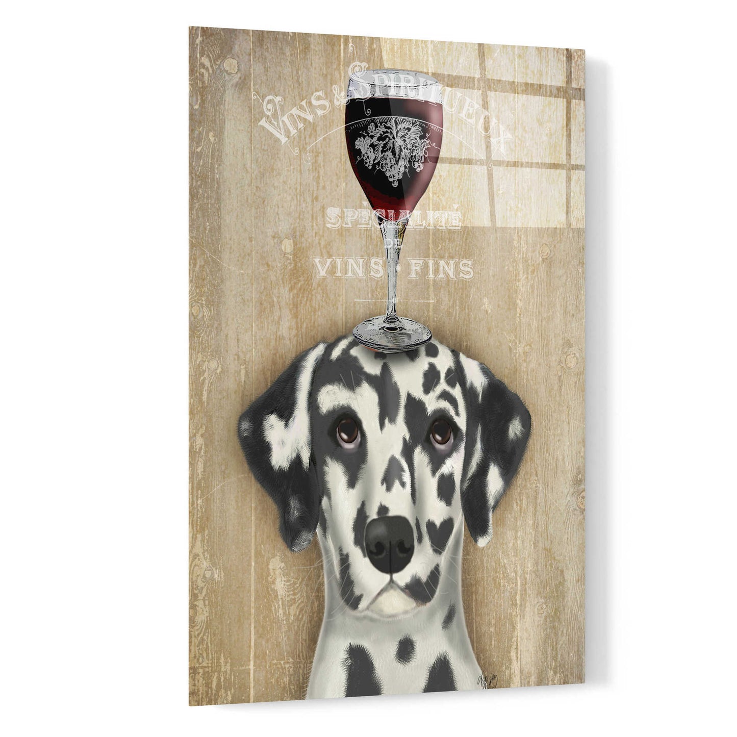 Epic Art 'Dog Au Vin Dalmatian' by Fab Funky, Acrylic Glass Wall Art,16x24