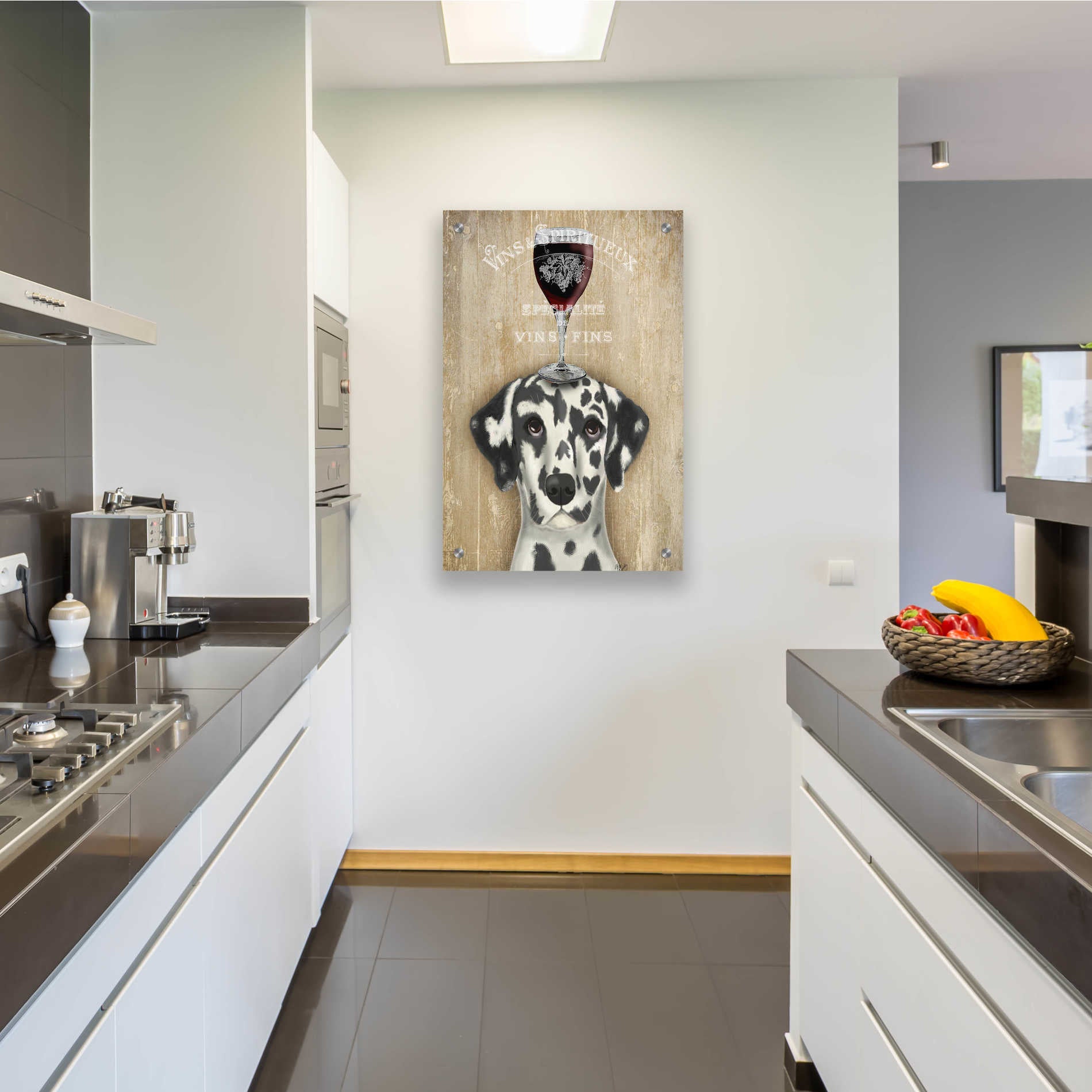 Epic Art 'Dog Au Vin Dalmatian' by Fab Funky, Acrylic Glass Wall Art,24x36