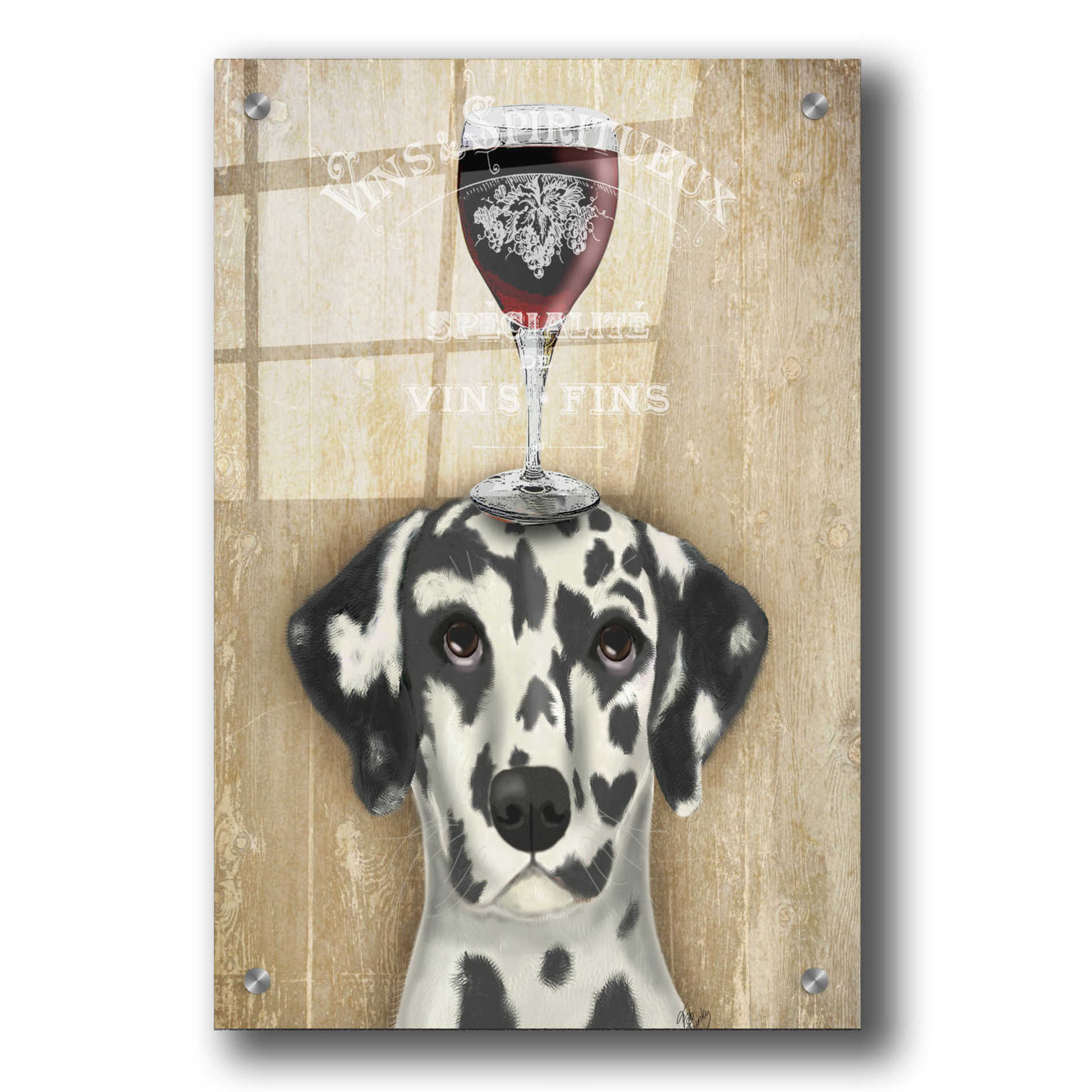 Epic Art 'Dog Au Vin Dalmatian' by Fab Funky, Acrylic Glass Wall Art,24x36