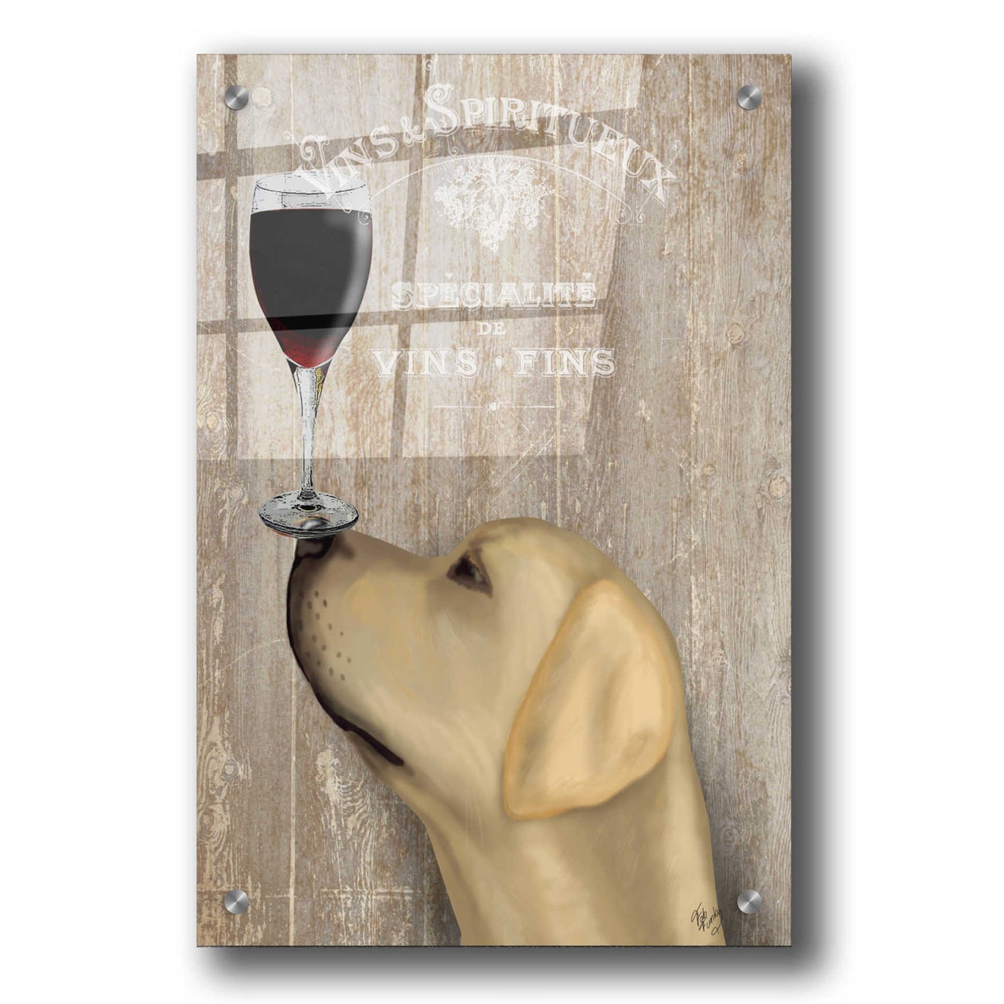 Epic Art 'Dog Au Vin Yellow Labrador' by Fab Funky, Acrylic Glass Wall Art,24x36