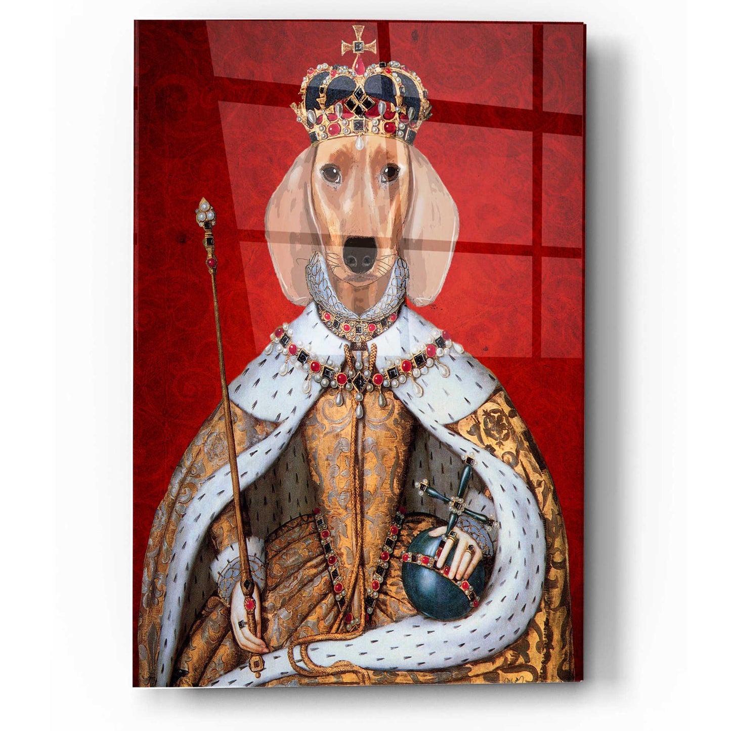 Epic Art 'Dachshund Queen' by Fab Funky, Acrylic Glass Wall Art,12x16