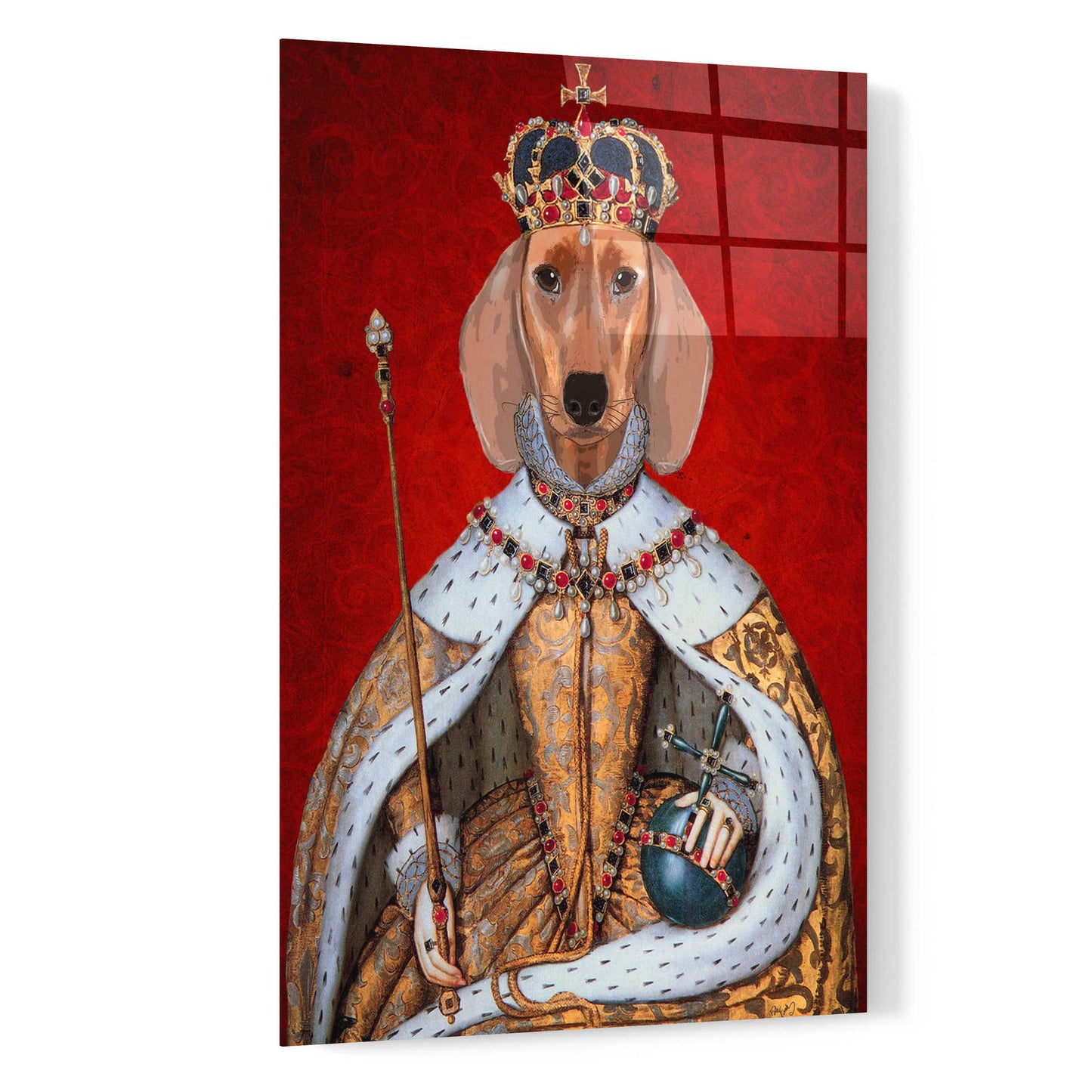 Epic Art 'Dachshund Queen' by Fab Funky, Acrylic Glass Wall Art,16x24