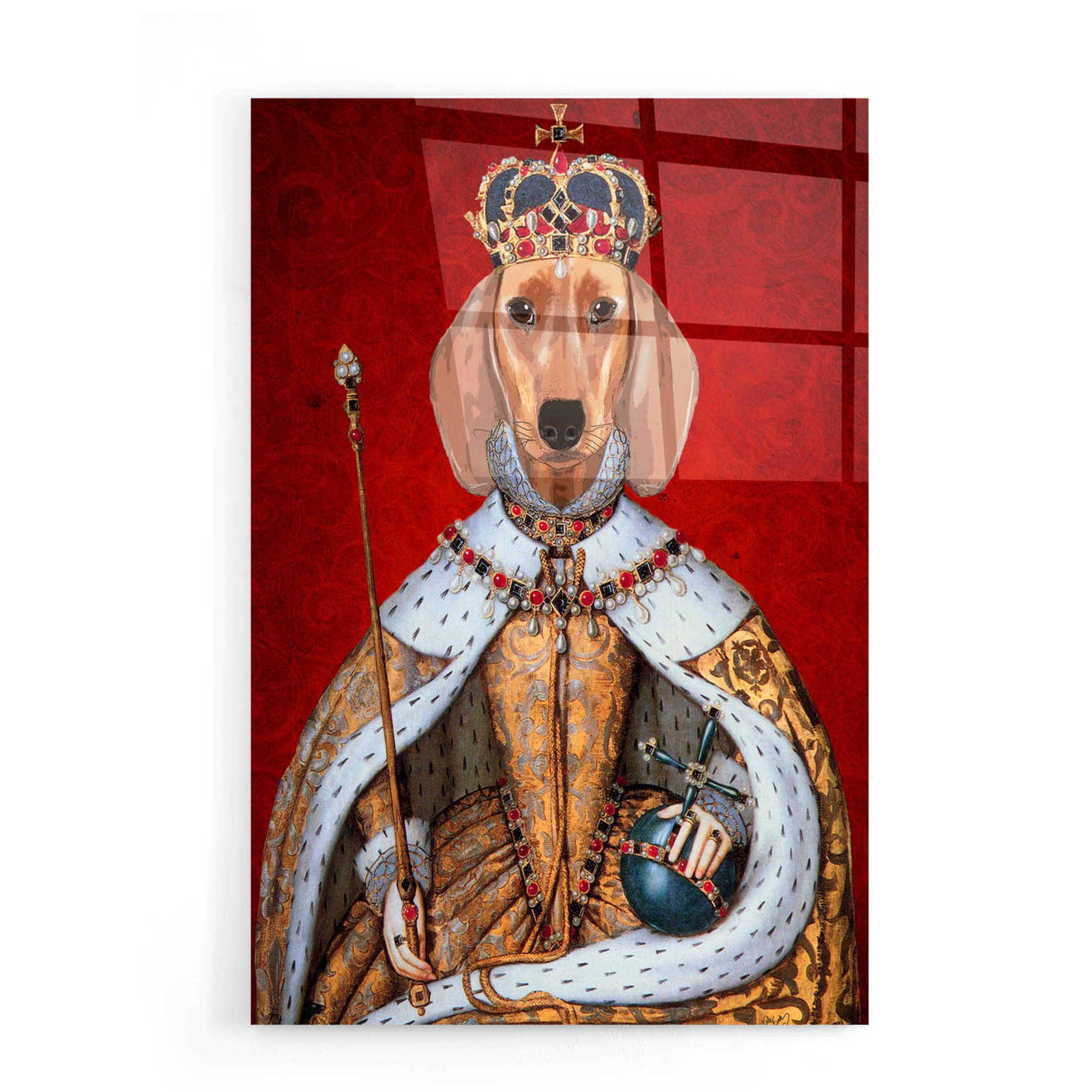 Epic Art 'Dachshund Queen' by Fab Funky, Acrylic Glass Wall Art,16x24