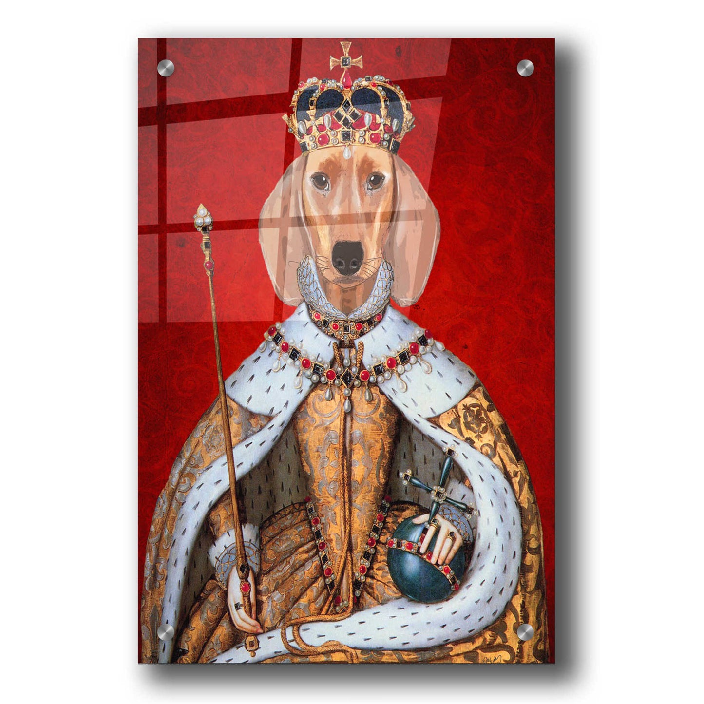 Epic Art 'Dachshund Queen' by Fab Funky, Acrylic Glass Wall Art,24x36