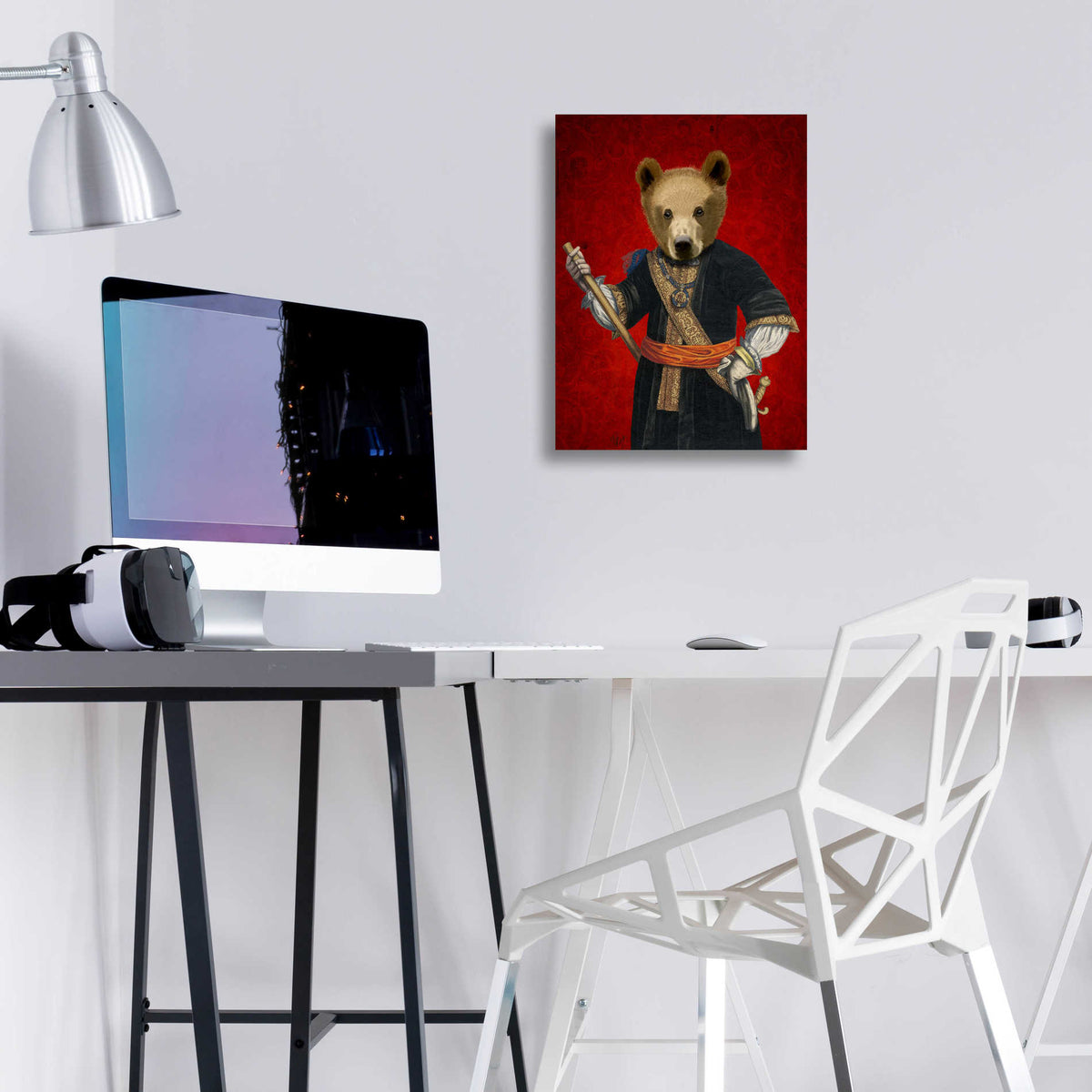 Epic Art 'Bear in Blue Robes' by Fab Funky, Acrylic Glass Wall Art,12x16