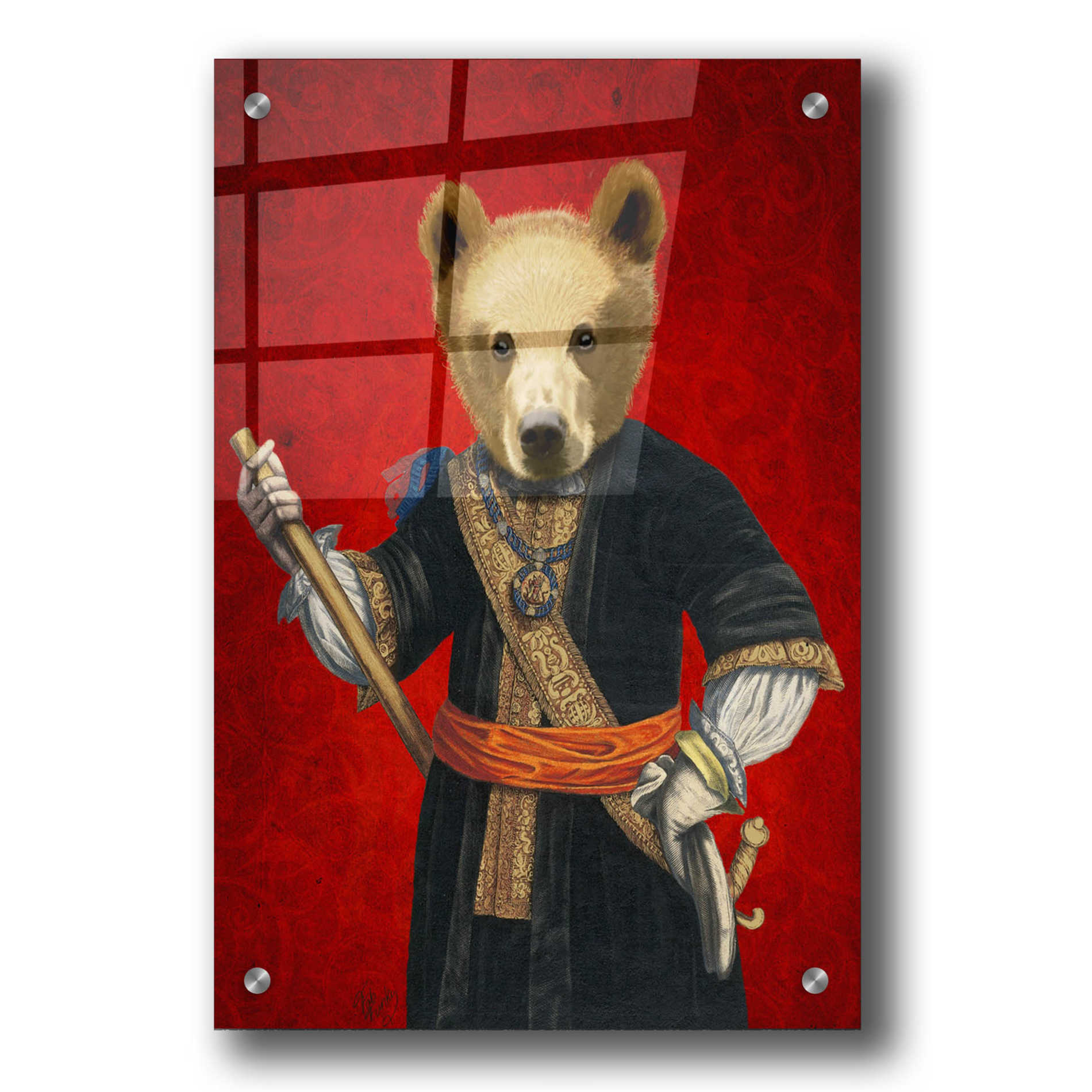 Epic Art 'Bear in Blue Robes' by Fab Funky, Acrylic Glass Wall Art,24x36