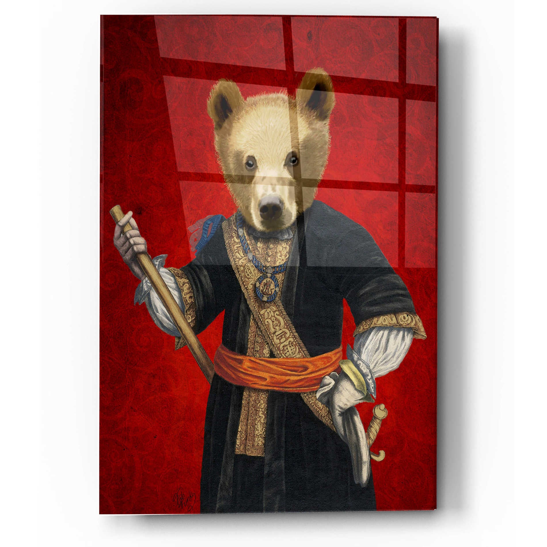 Epic Art 'Bear in Blue Robes' by Fab Funky, Acrylic Glass Wall Art