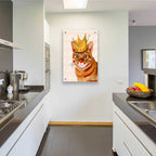 Epic Art 'Ginger Cat with Crown Portrait' by Fab Funky, Acrylic Glass Wall Art,24x36