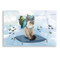 Epic Art 'Cat on Pillow with Butterflies' by Fab Funky, Acrylic Glass Wall Art