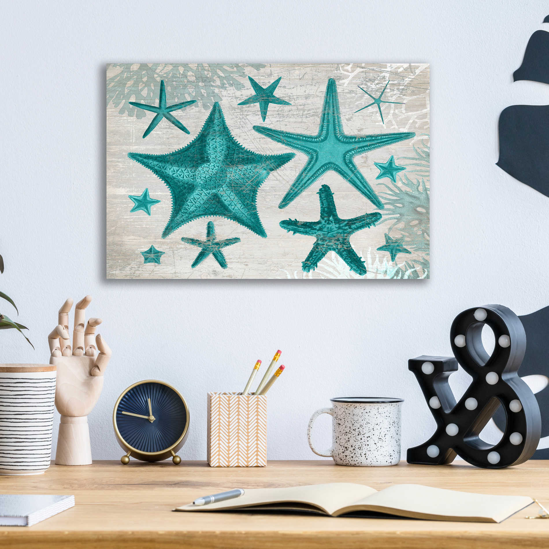 Epic Art 'Green Starfish Collection' by Fab Funky, Acrylic Glass Wall Art,16x12