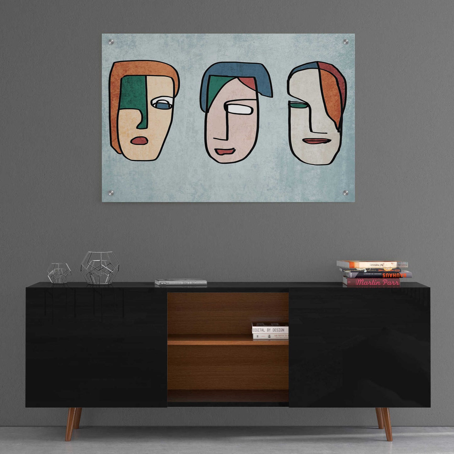 Epic Art 'FACES LINE ART 2' by Irena Orlov, Acrylic Glass Wall Art,36x24