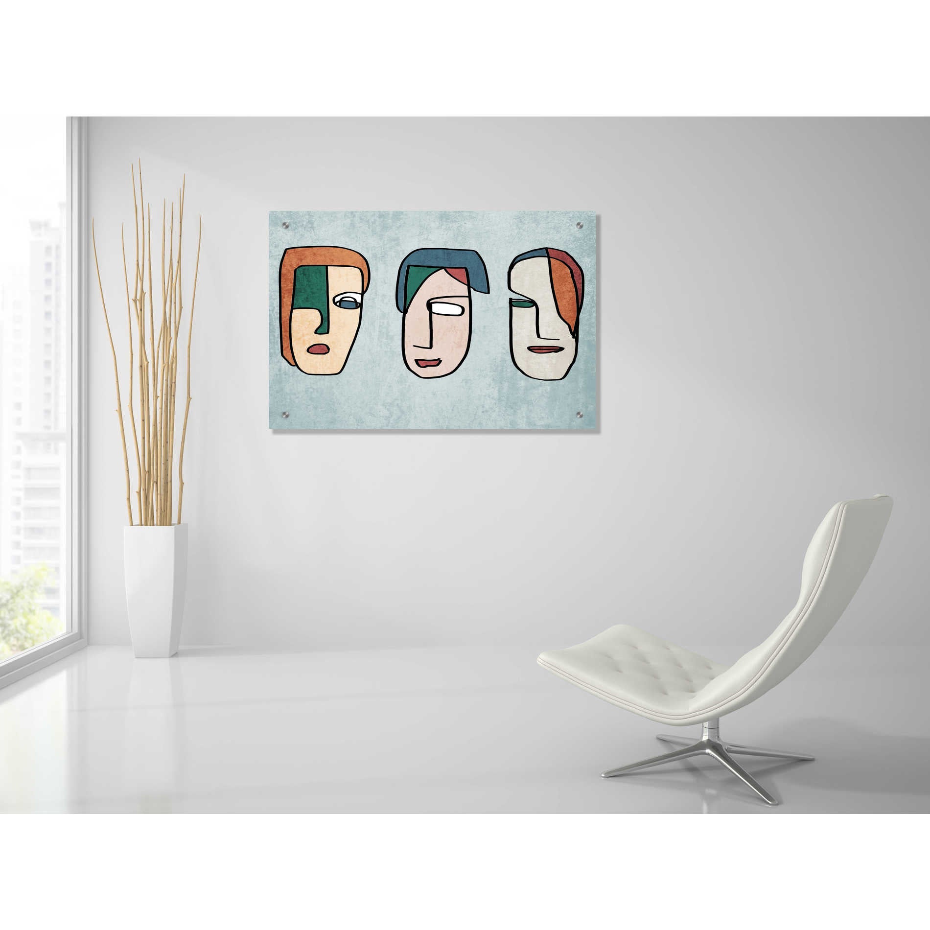 Epic Art 'FACES LINE ART 2' by Irena Orlov, Acrylic Glass Wall Art,36x24