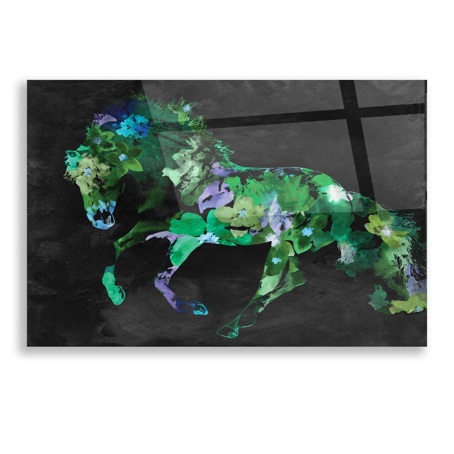 Epic Art 'Beautiful Floral Horse 2-3' by Irena Orlov, Acrylic Glass Wall Art,16x12