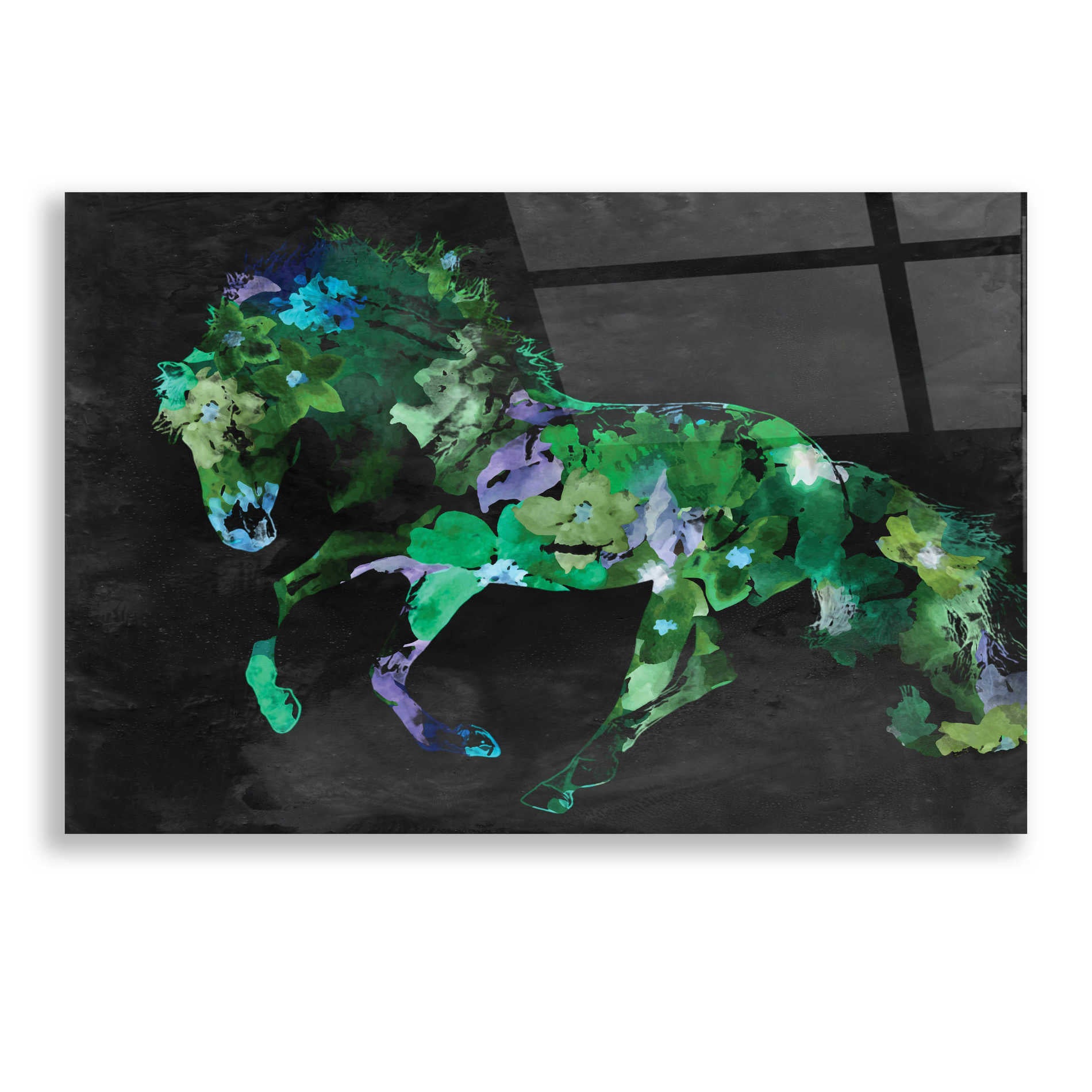 Epic Art 'Beautiful Floral Horse 2-3' by Irena Orlov, Acrylic Glass Wall Art,24x16