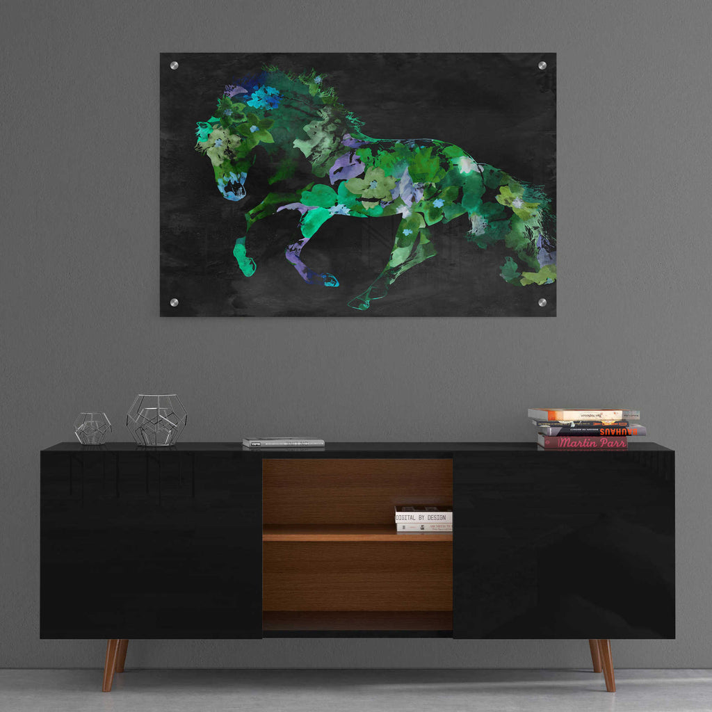 Epic Art 'Beautiful Floral Horse 2-3' by Irena Orlov, Acrylic Glass Wall Art,36x24