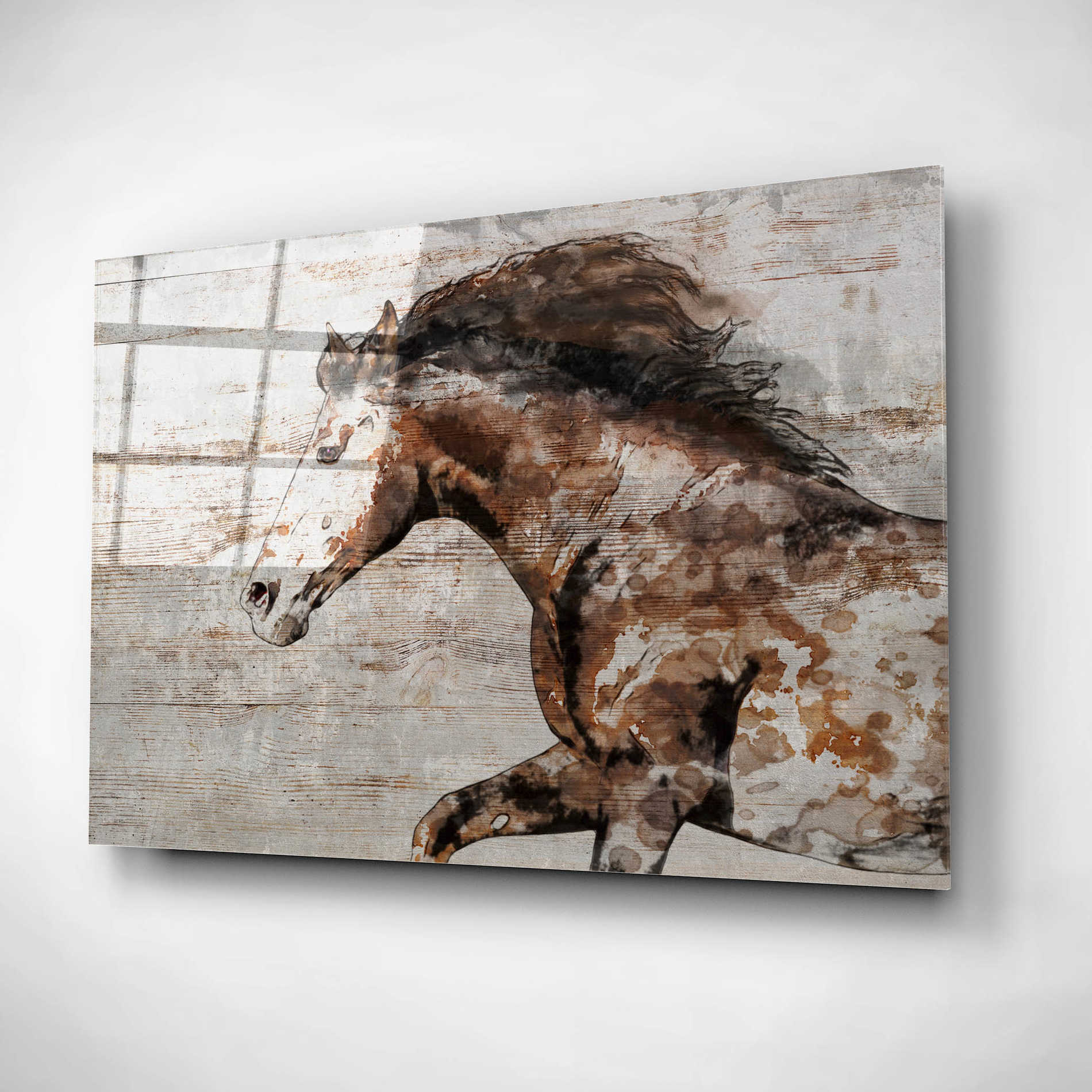 Epic Art 'WILD HORSE RUNNING 4' by Irena Orlov, Acrylic Glass Wall Art,24x16