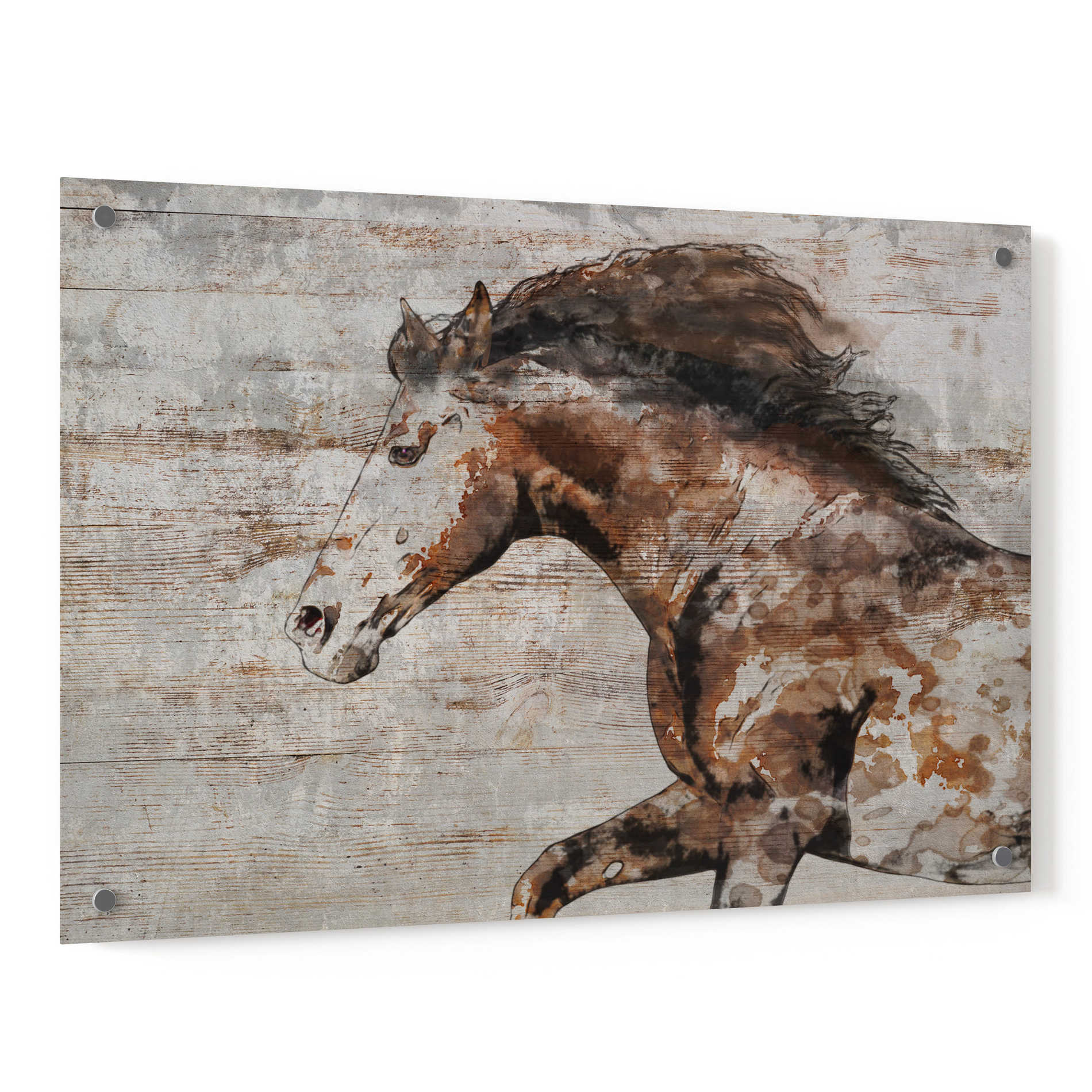 Epic Art 'WILD HORSE RUNNING 4' by Irena Orlov, Acrylic Glass Wall Art,36x24