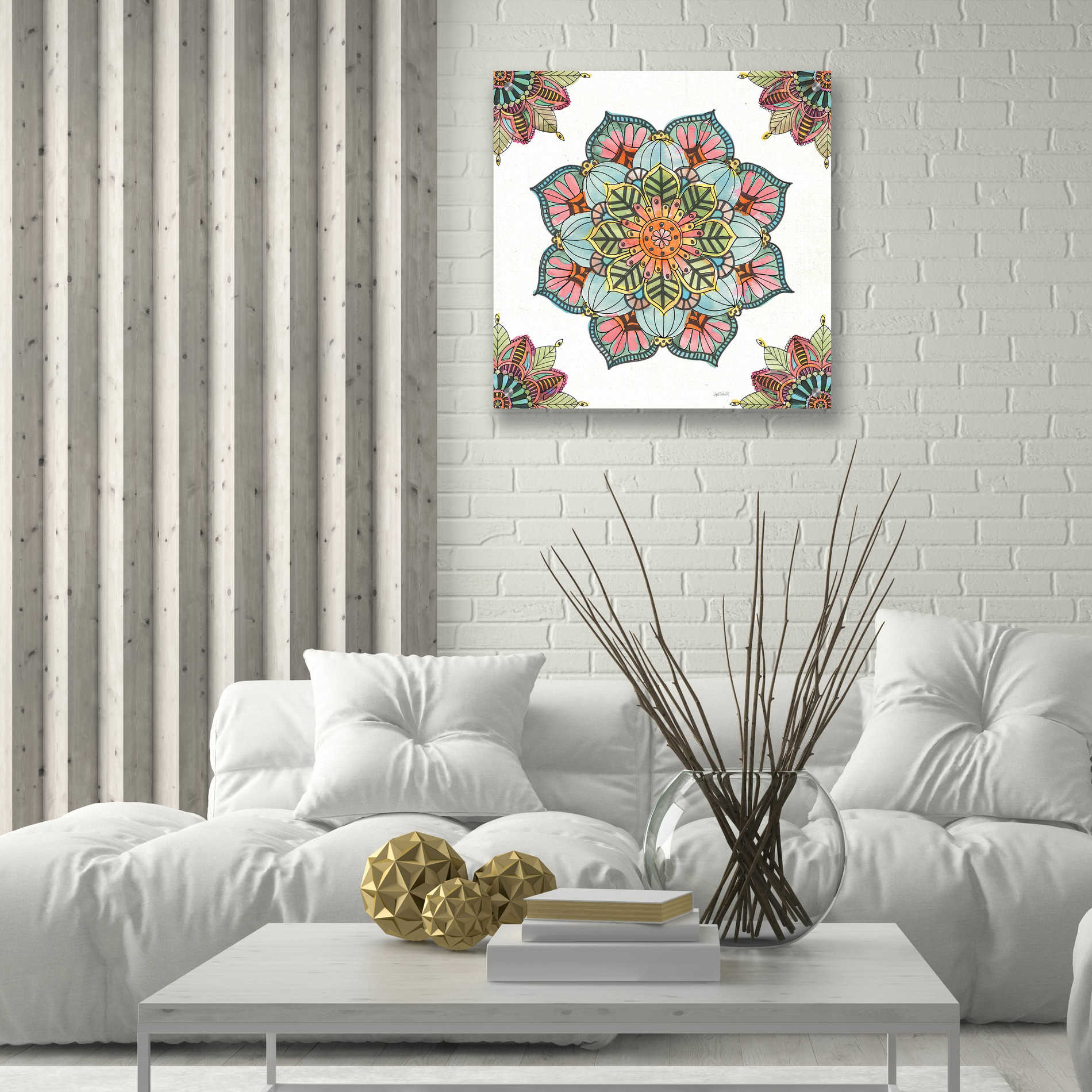 Epic Art 'Mandala Morning V' by Ann Tavoletti, Acrylic Glass Wall Art,24x24