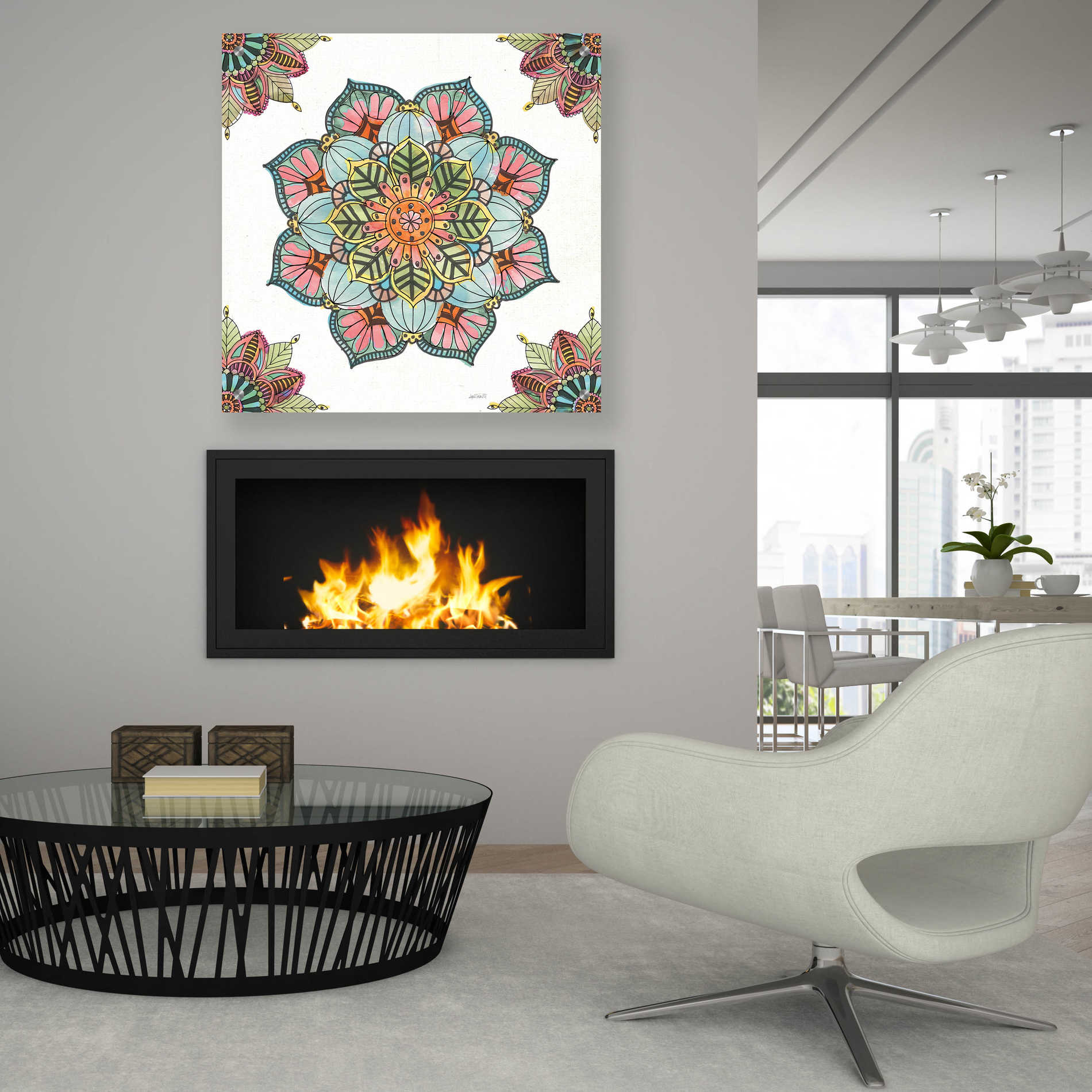 Epic Art 'Mandala Morning V' by Ann Tavoletti, Acrylic Glass Wall Art,36x36