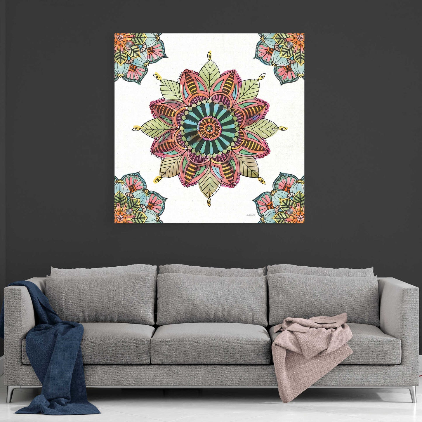 Epic Art 'Mandala Morning VI' by Ann Tavoletti, Acrylic Glass Wall Art,36x36