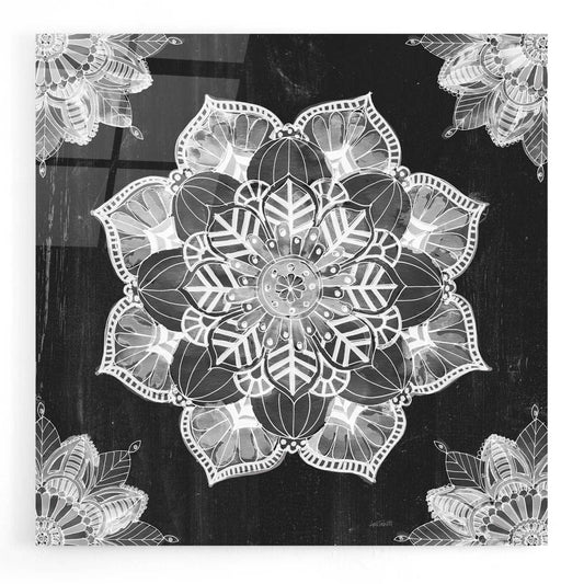 Epic Art 'Mandala Morning V Black and White' by Ann Tavoletti, Acrylic Glass Wall Art