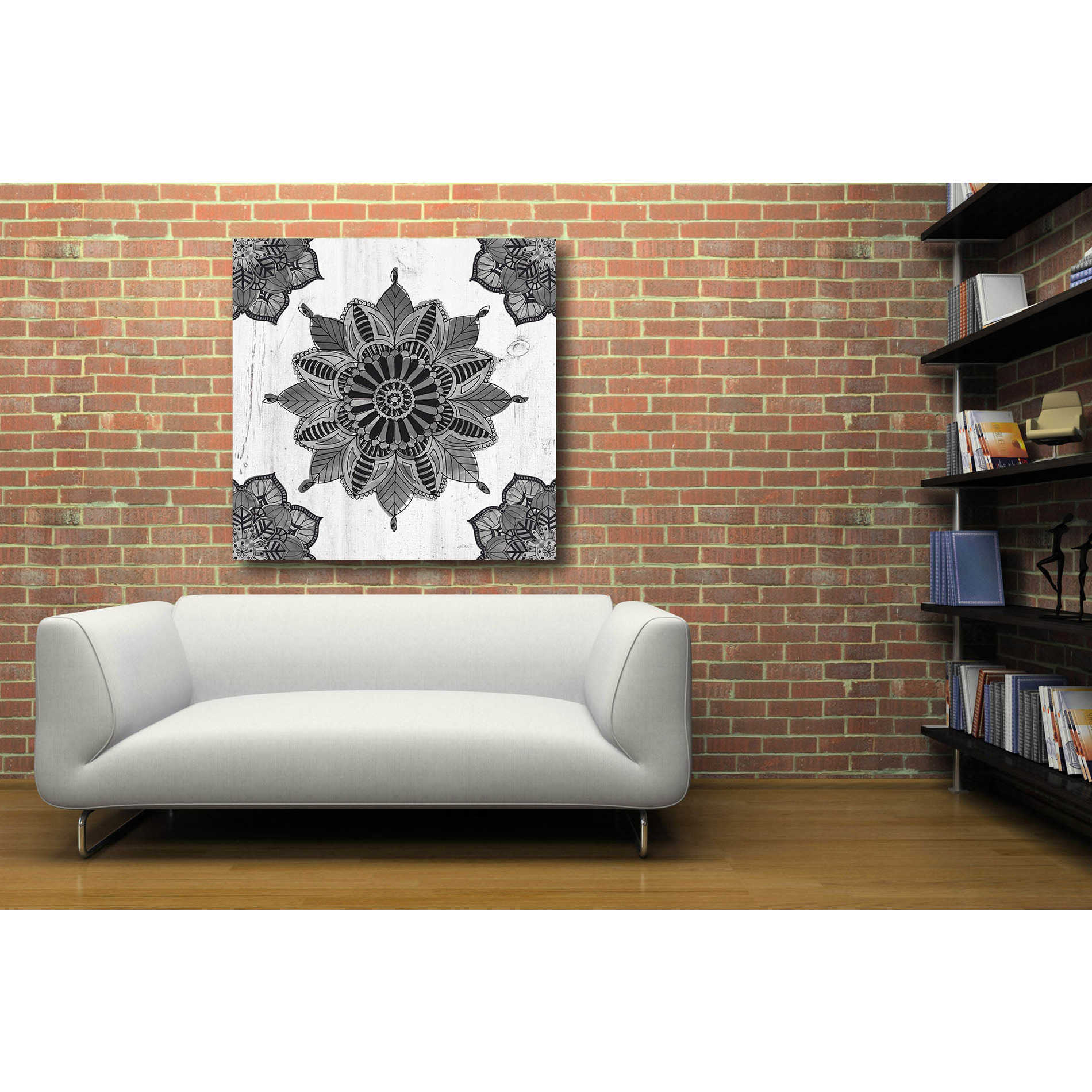 Epic Art 'Mandala Morning VI Black and White' by Ann Tavoletti, Acrylic Glass Wall Art,36x36