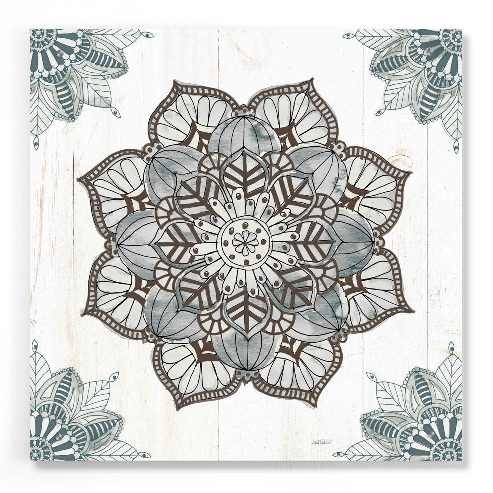 Epic Art 'Mandala Morning I' by Ann Tavoletti, Acrylic Glass Wall Art,24x24