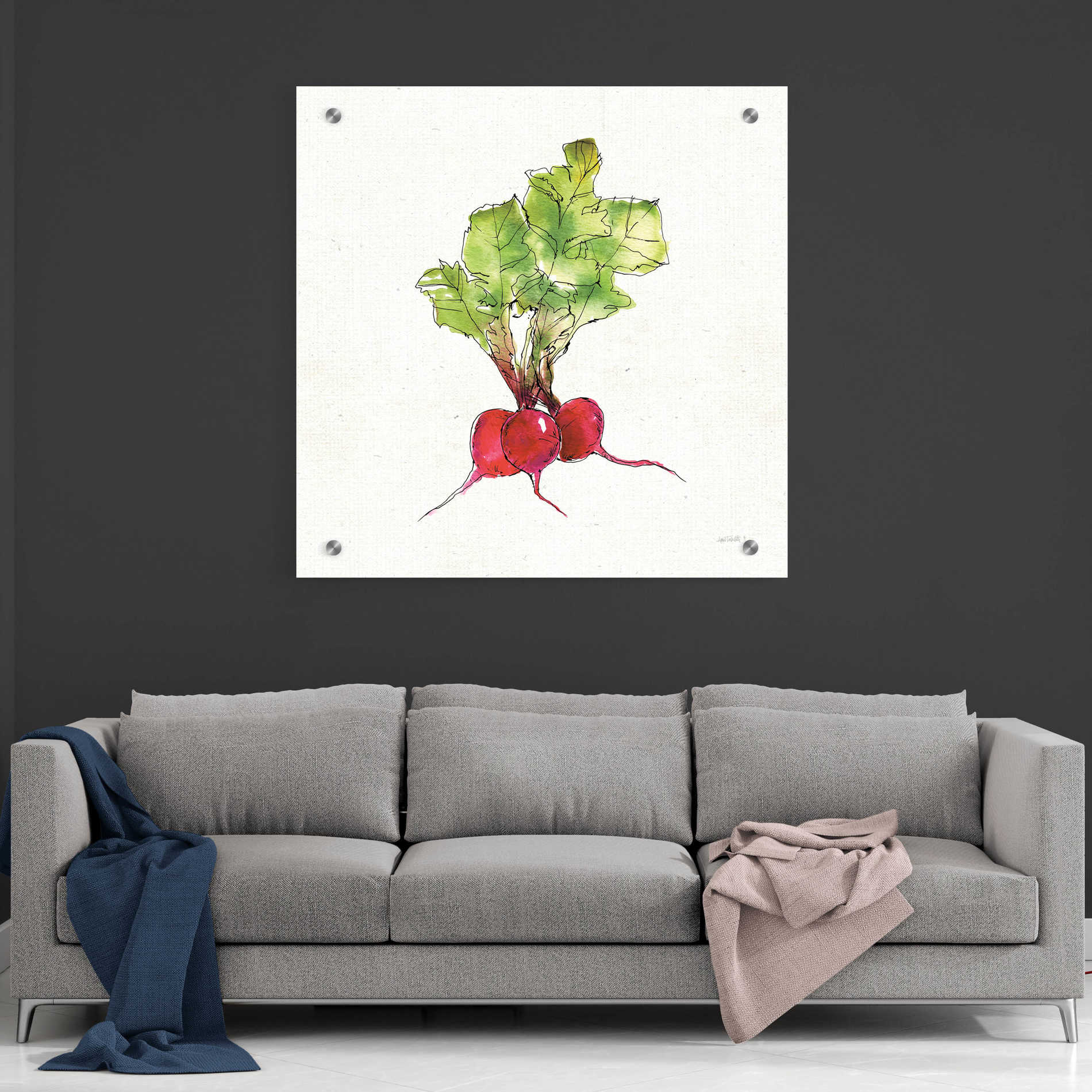 Epic Art 'Veggie Market II Radish' by Ann Tavoletti, Acrylic Glass Wall Art,36x36