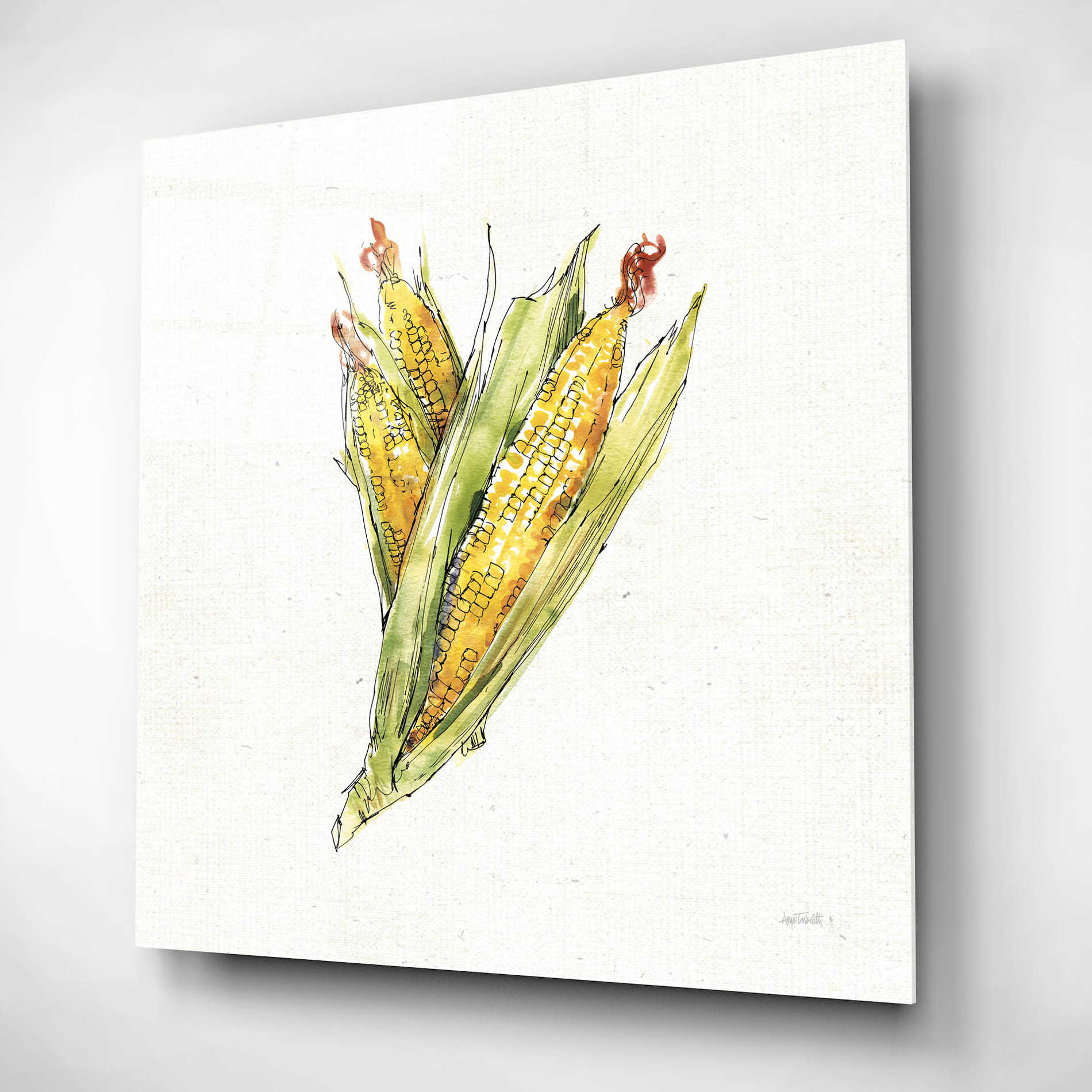 Epic Art 'Veggie Market III Corn' by Ann Tavoletti, Acrylic Glass Wall Art,12x12