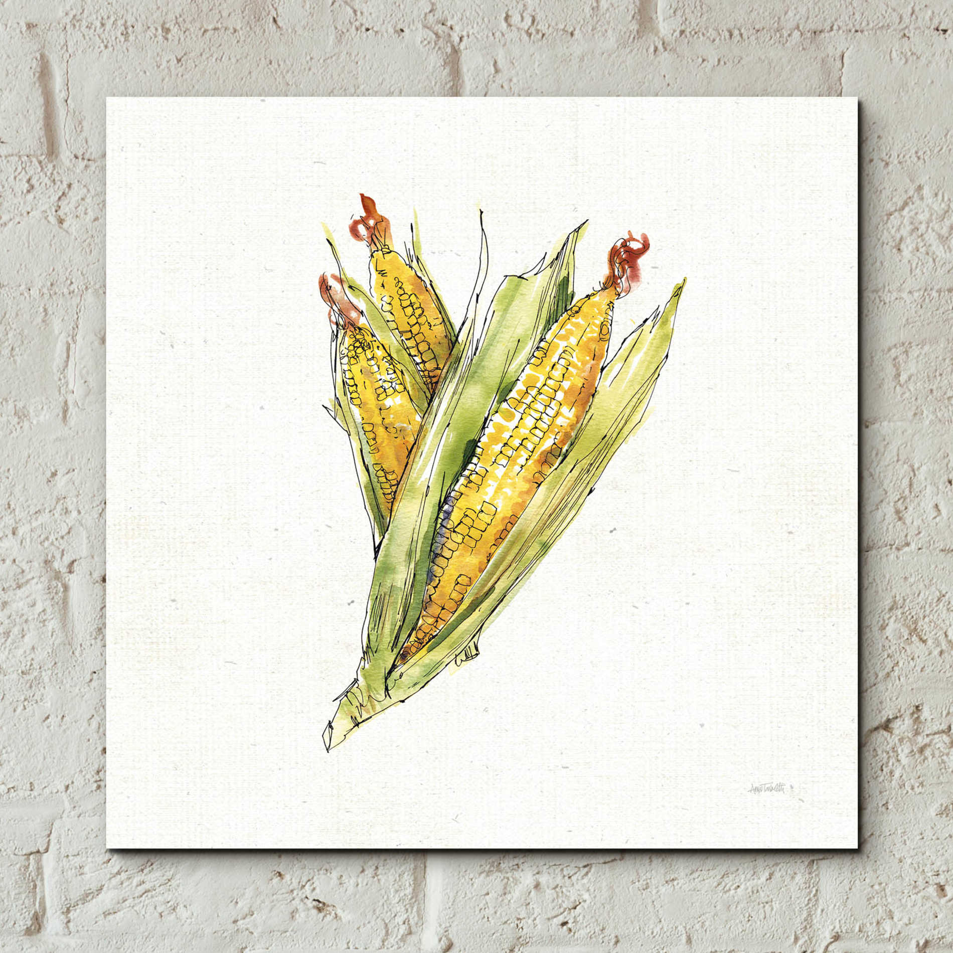 Epic Art 'Veggie Market III Corn' by Ann Tavoletti, Acrylic Glass Wall Art,12x12